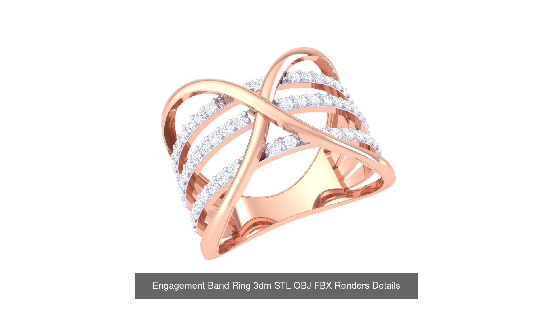 50 Engagement Band Ring 3dm STL OBJ FBX Render Detail Collection _53