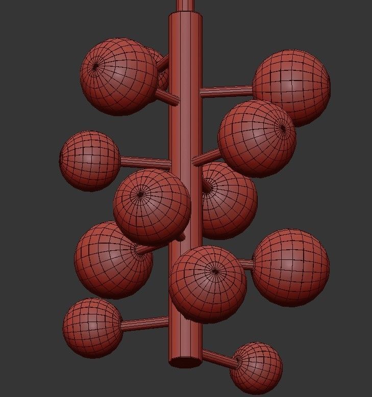 Globo 5 pendant light with gold balls 3D model_2