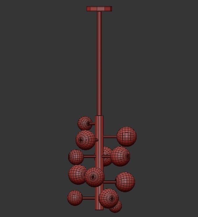 Globo 5 pendant light with gold balls 3D model_1