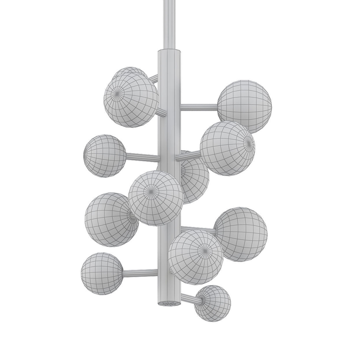 Globo 5 pendant light with gold balls 3D model_4