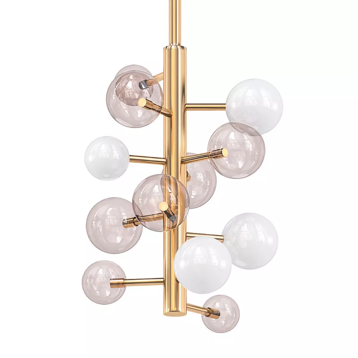 Globo 5 pendant light with gold balls 3D model_0