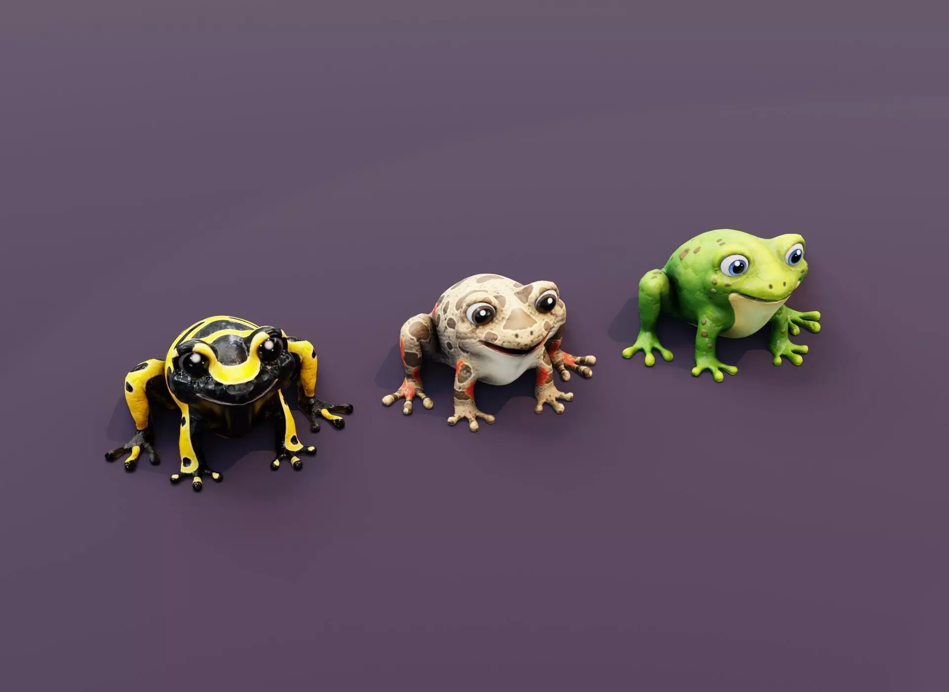 Cartoon Frog with Facial Expressions and 12 Animations 3D Model Collection_0