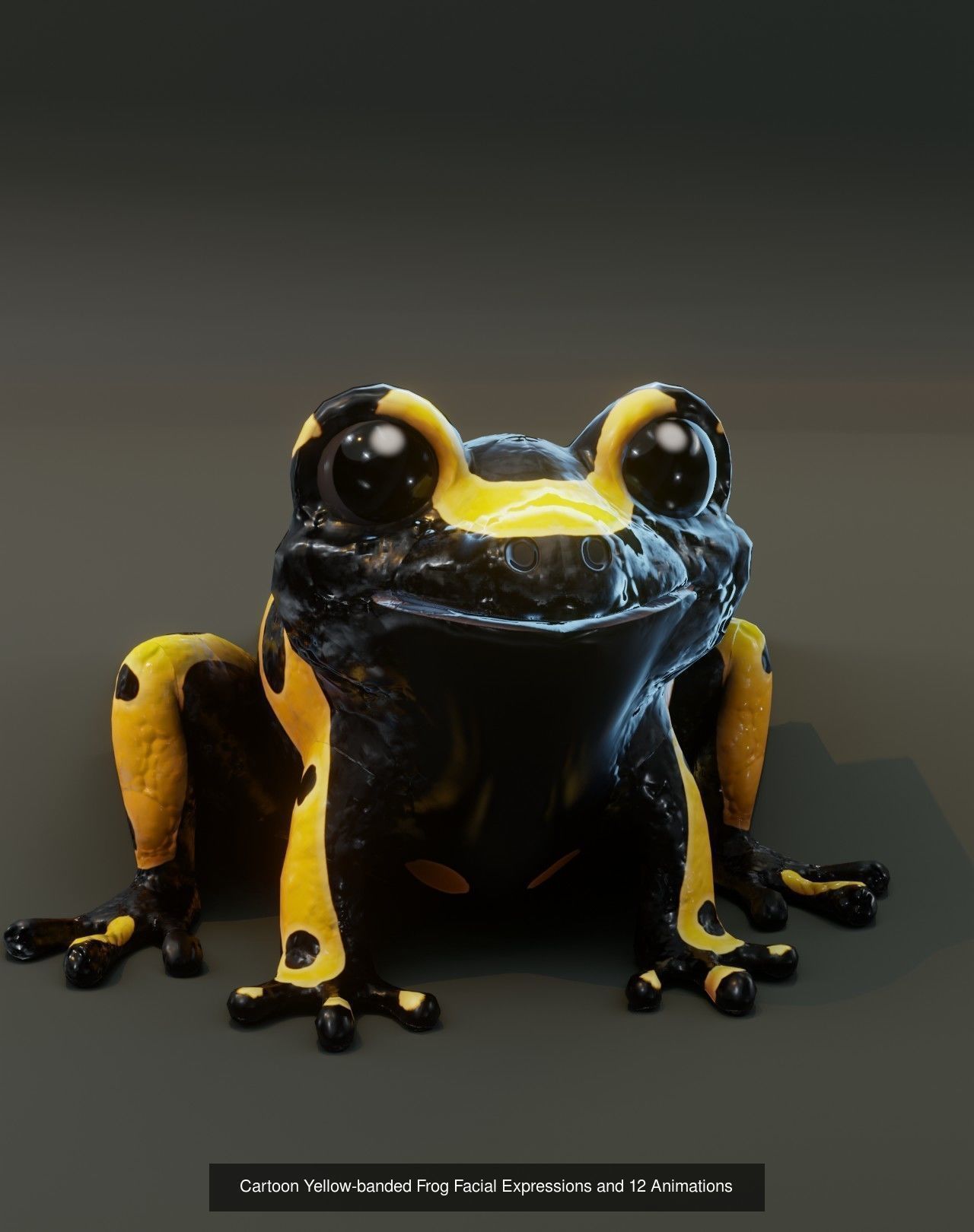 Cartoon Frog with Facial Expressions and 12 Animations 3D Model Collection_24