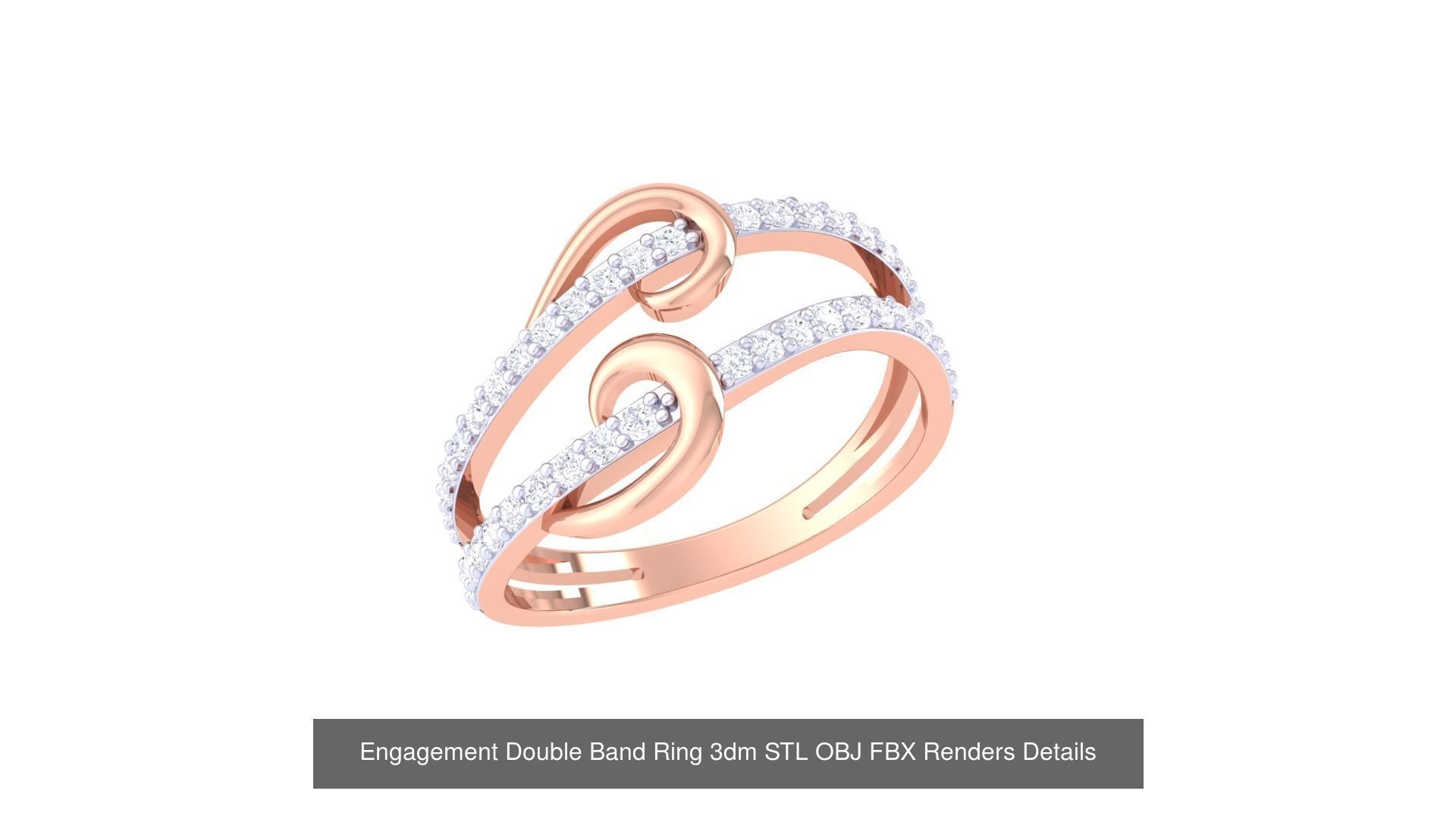 22 Engagement Double Band Ring 3dm STL OBJ FBX Detail Collection _6