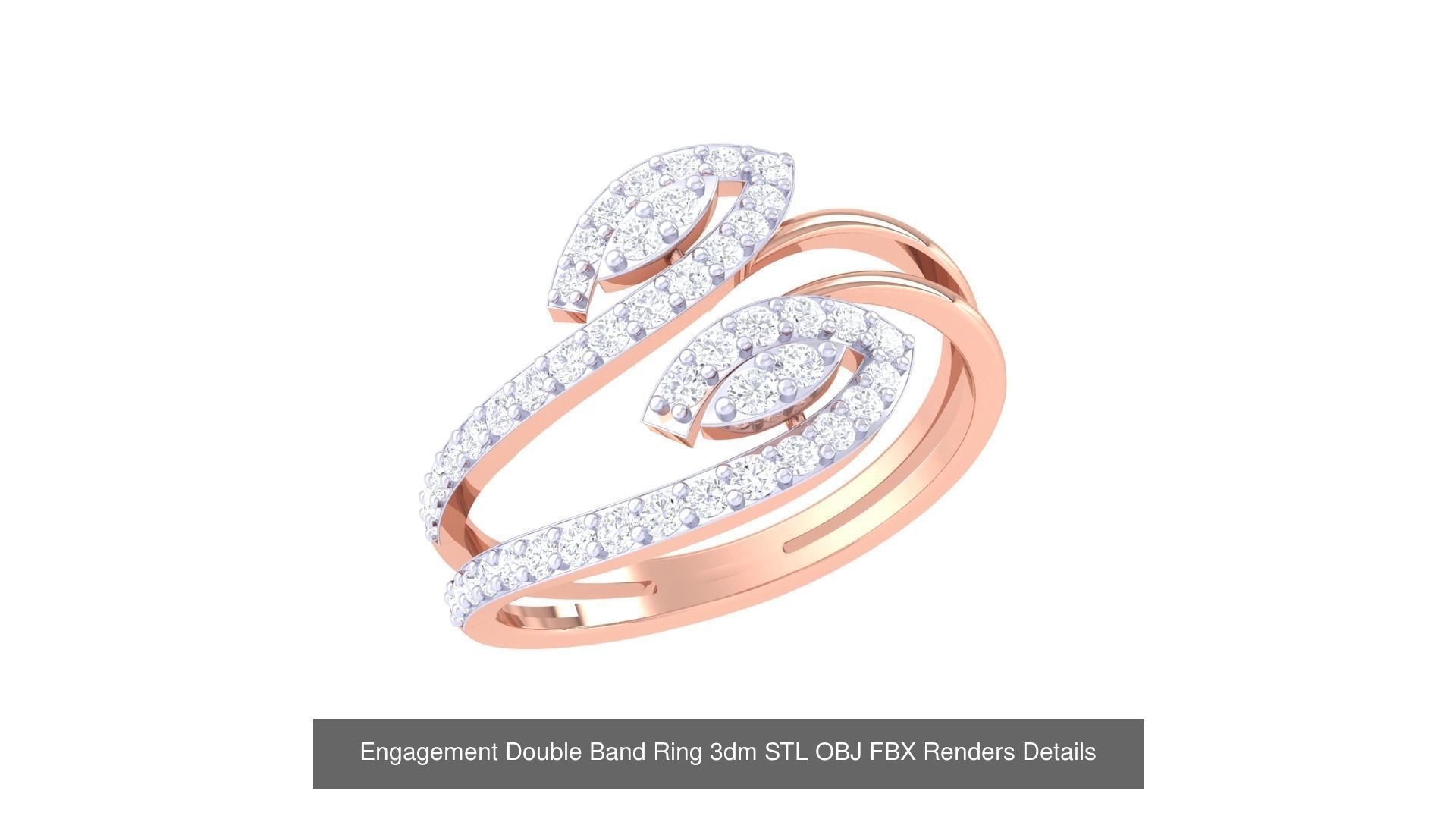 22 Engagement Double Band Ring 3dm STL OBJ FBX Detail Collection _7