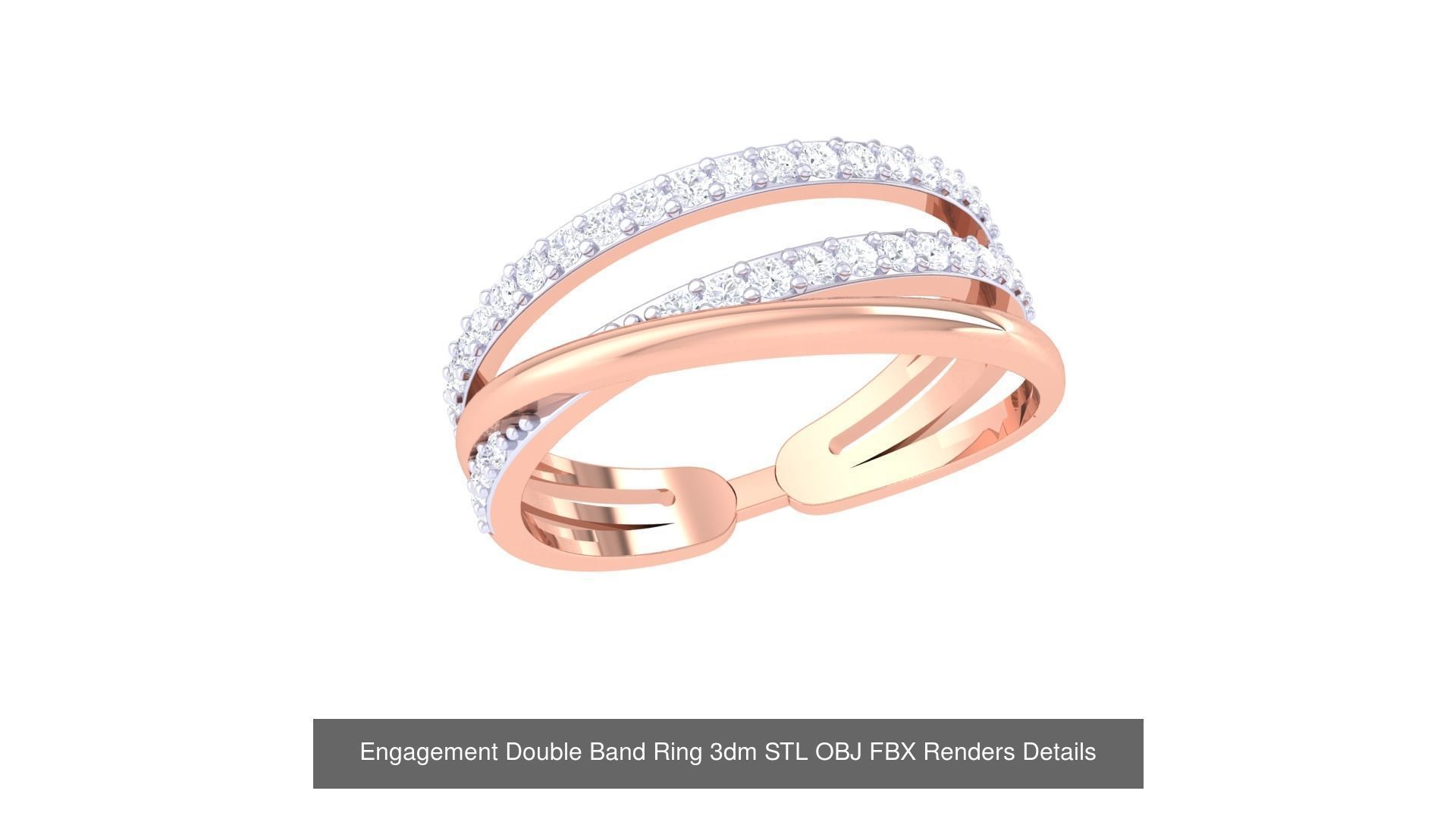 22 Engagement Double Band Ring 3dm STL OBJ FBX Detail Collection _16