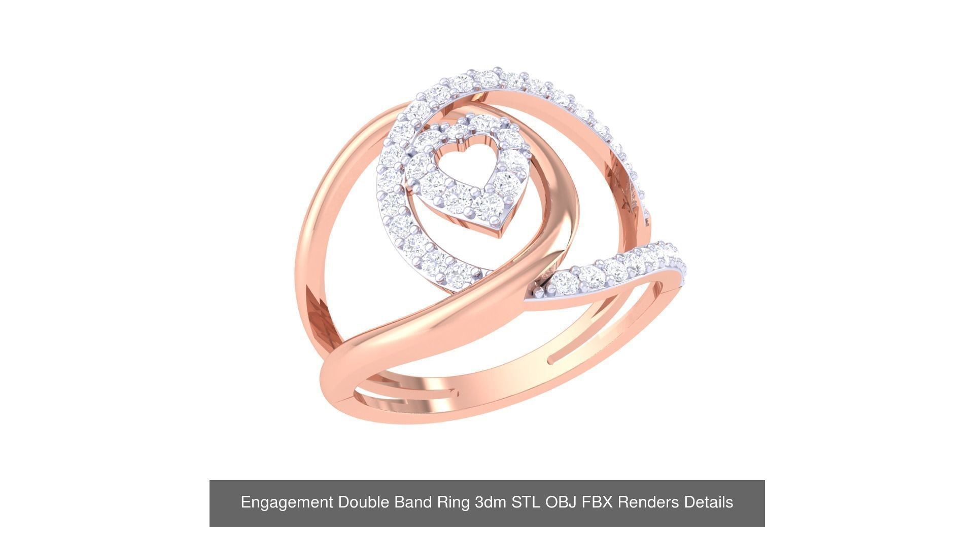 22 Engagement Double Band Ring 3dm STL OBJ FBX Detail Collection _15