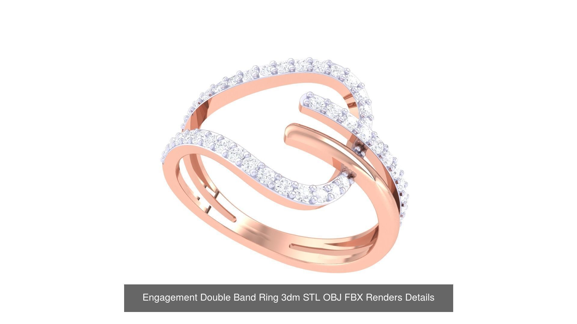 22 Engagement Double Band Ring 3dm STL OBJ FBX Detail Collection _5