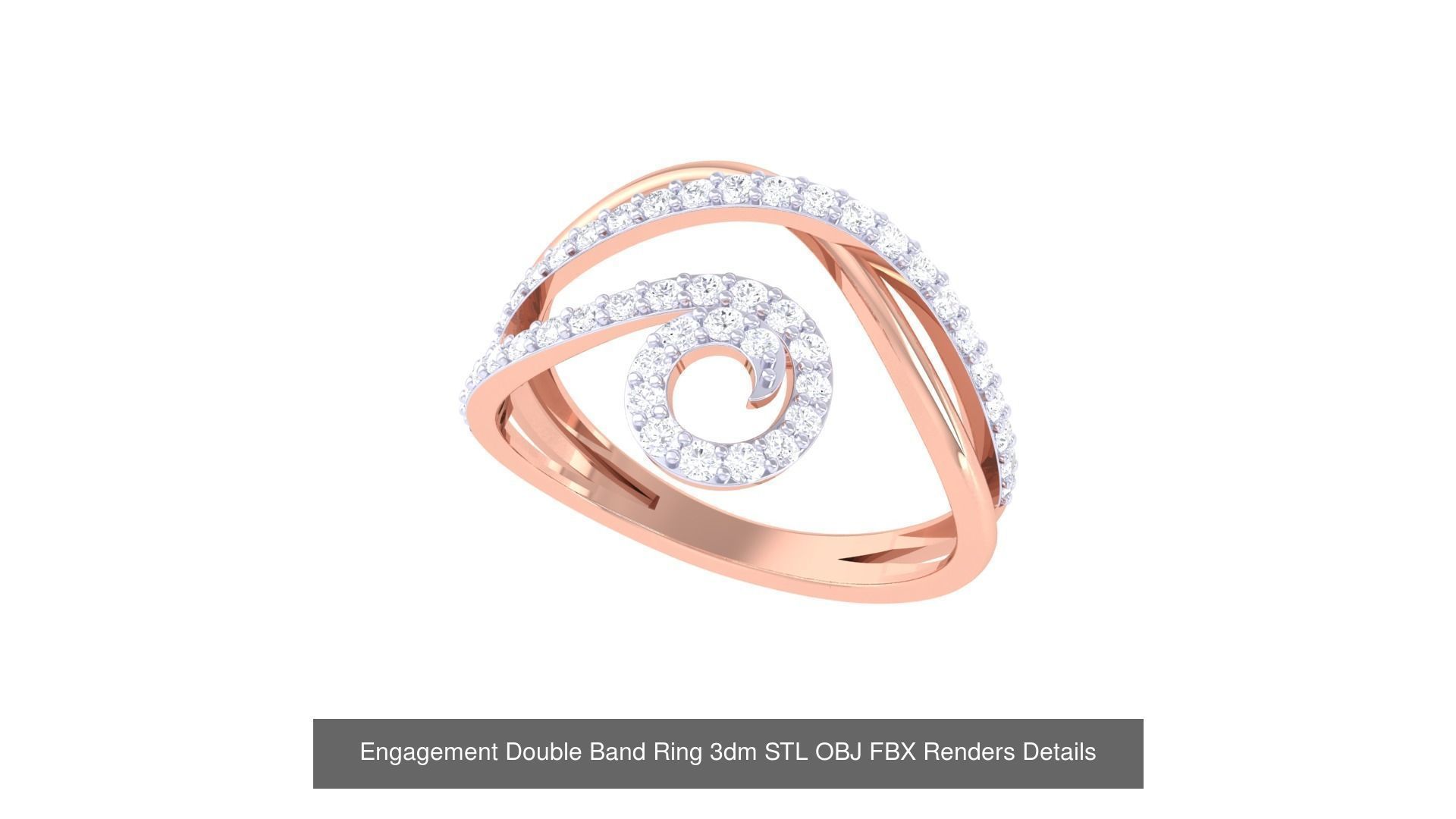22 Engagement Double Band Ring 3dm STL OBJ FBX Detail Collection _4