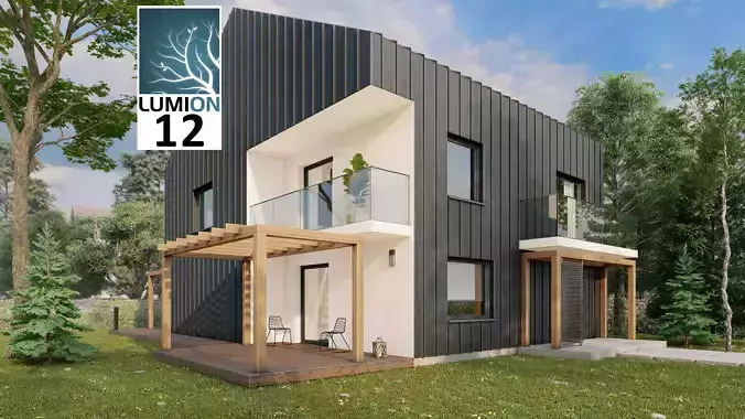 Lumion 12 Black Modern House Full Scene