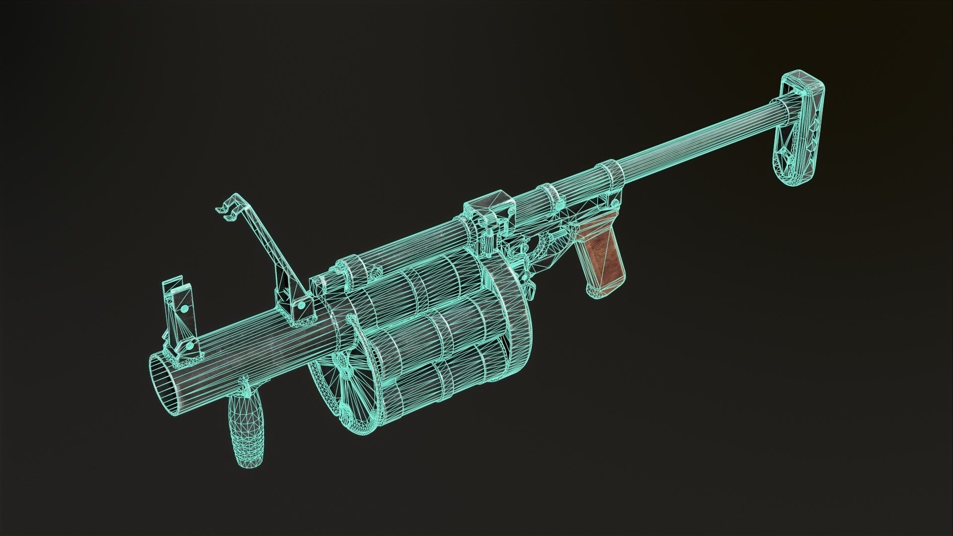 RG-6 grenade launcher dwarf Low-poly 3D model_8