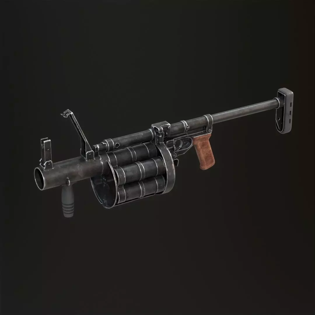 RG-6 grenade launcher dwarf Low-poly 3D model_0
