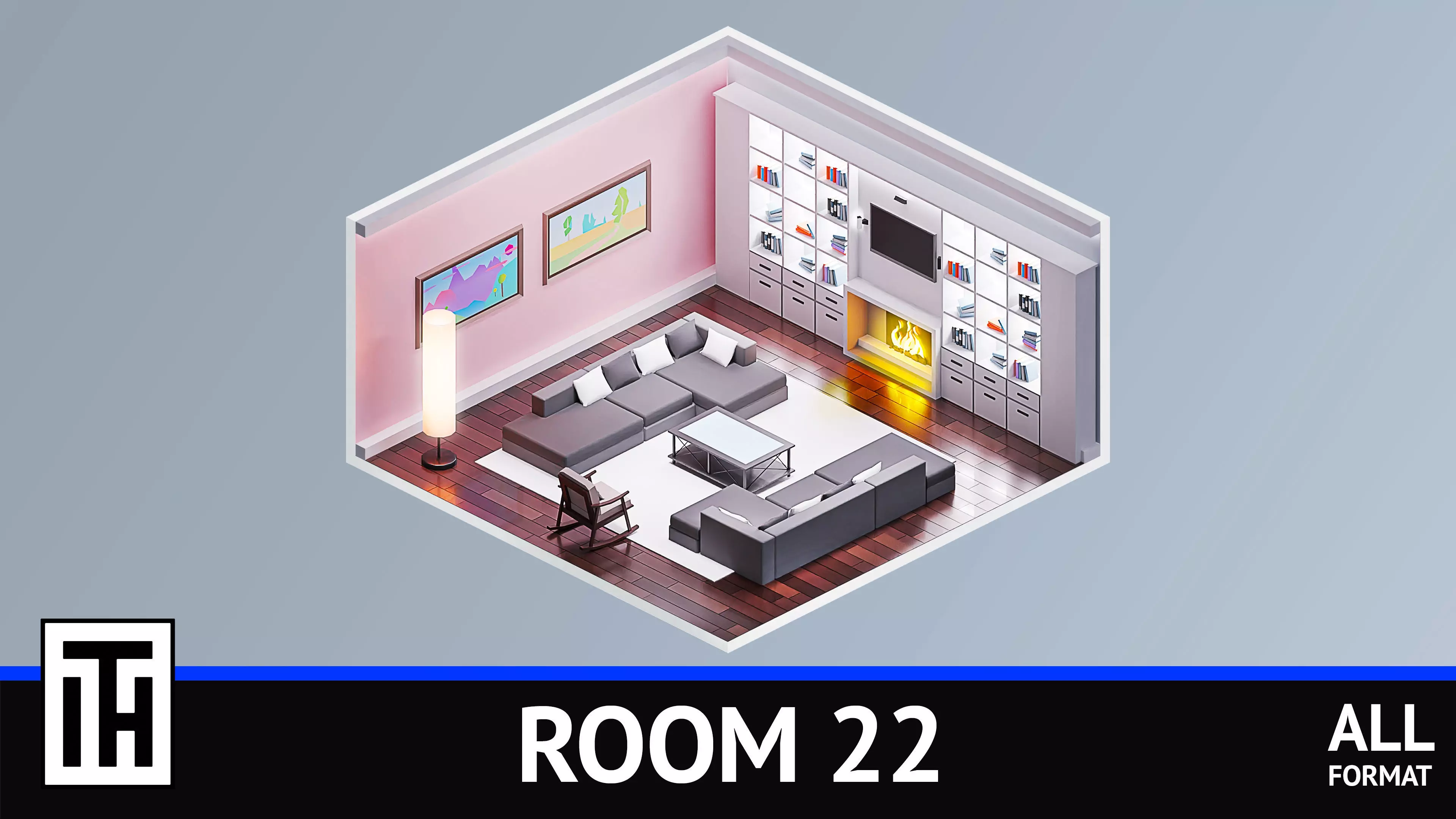 Room 22 Low-poly 3D model_0