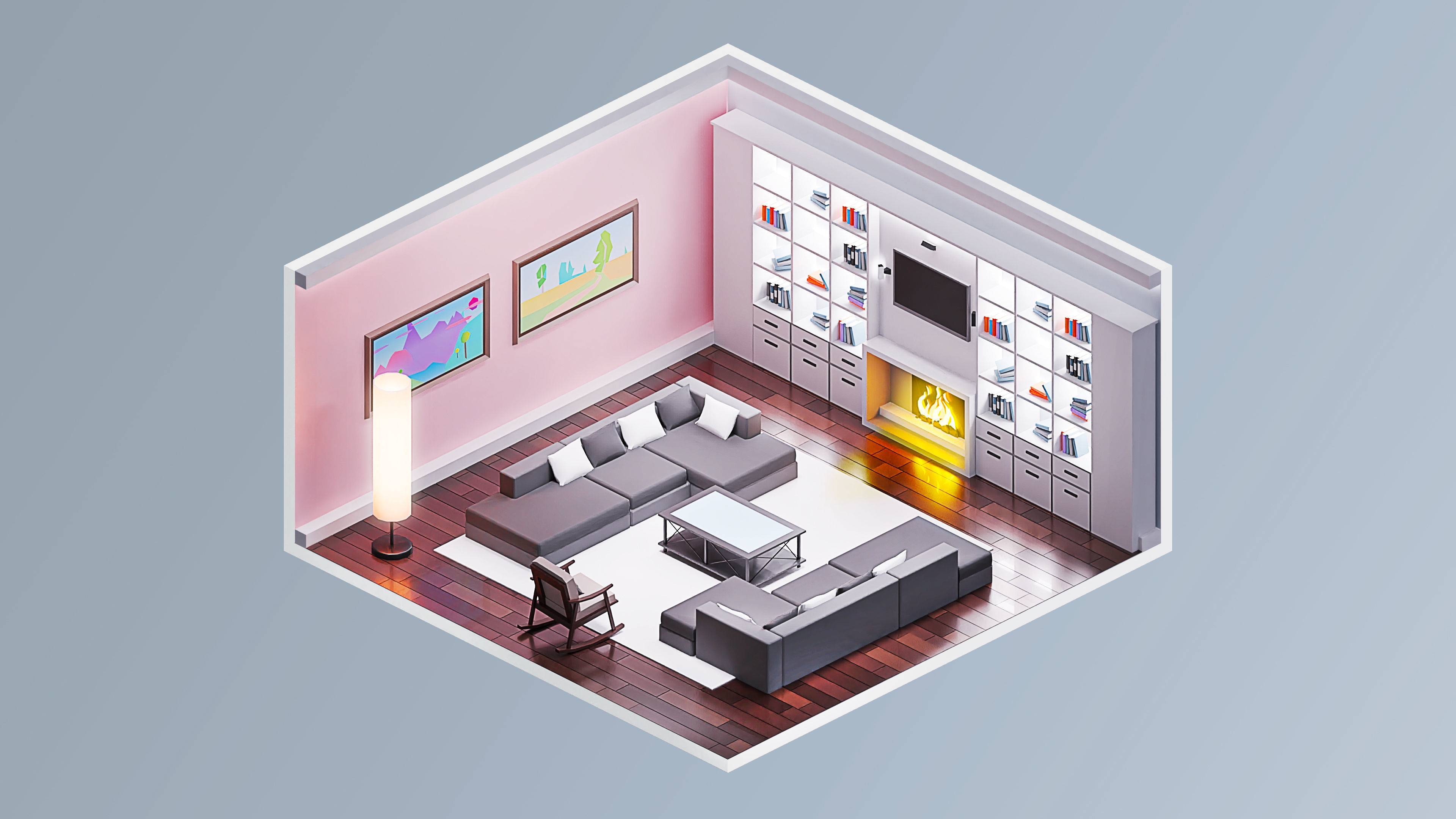 Room 22 Low-poly 3D model_3