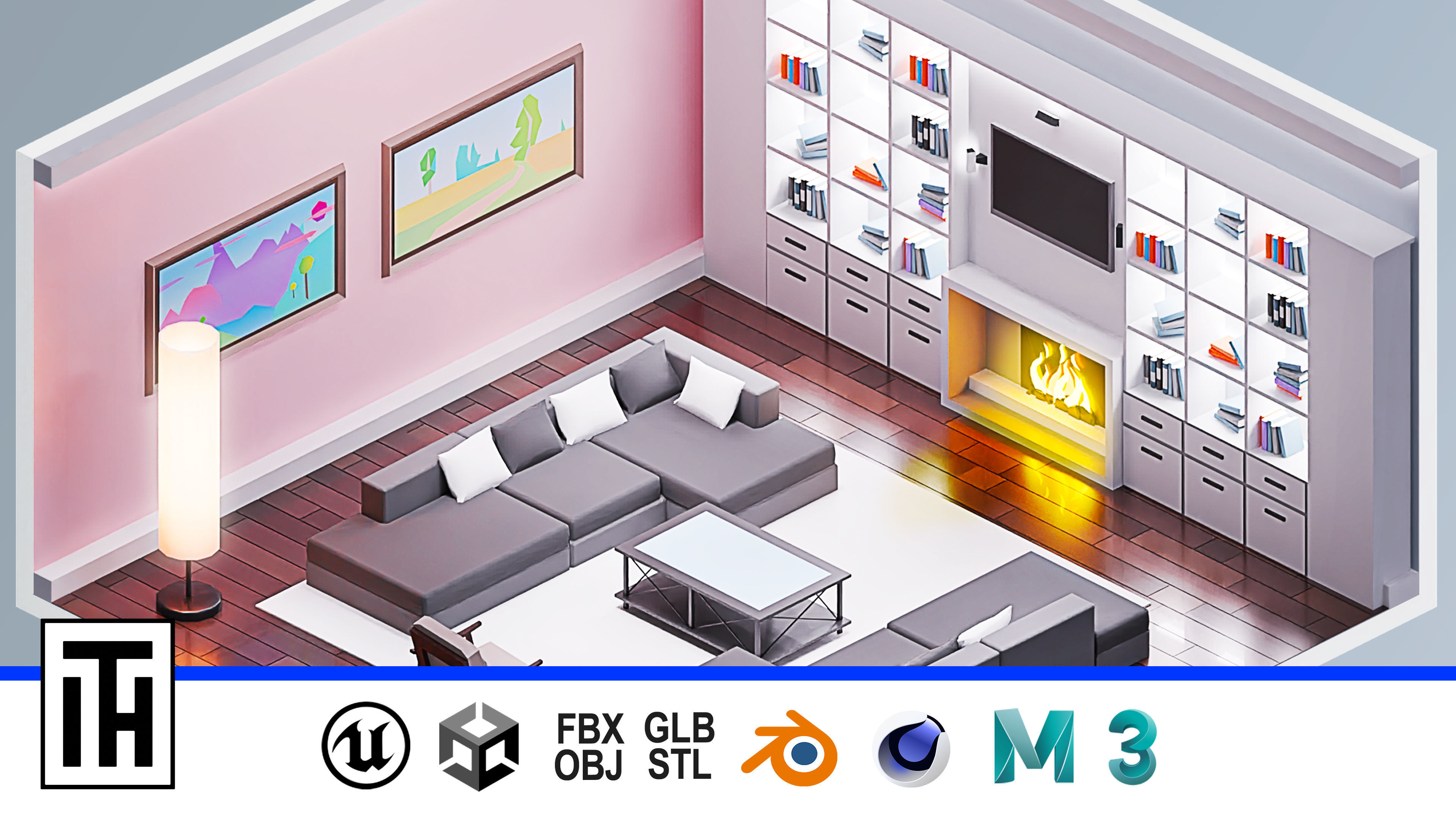 Room 22 Low-poly 3D model_1