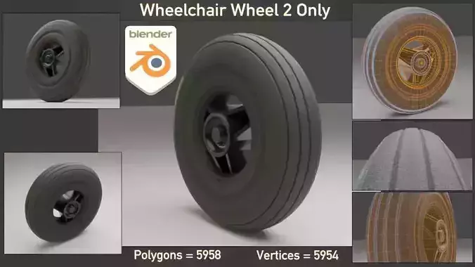 Wheelchair Wheel 2 Only with procedural PBR material 3D model