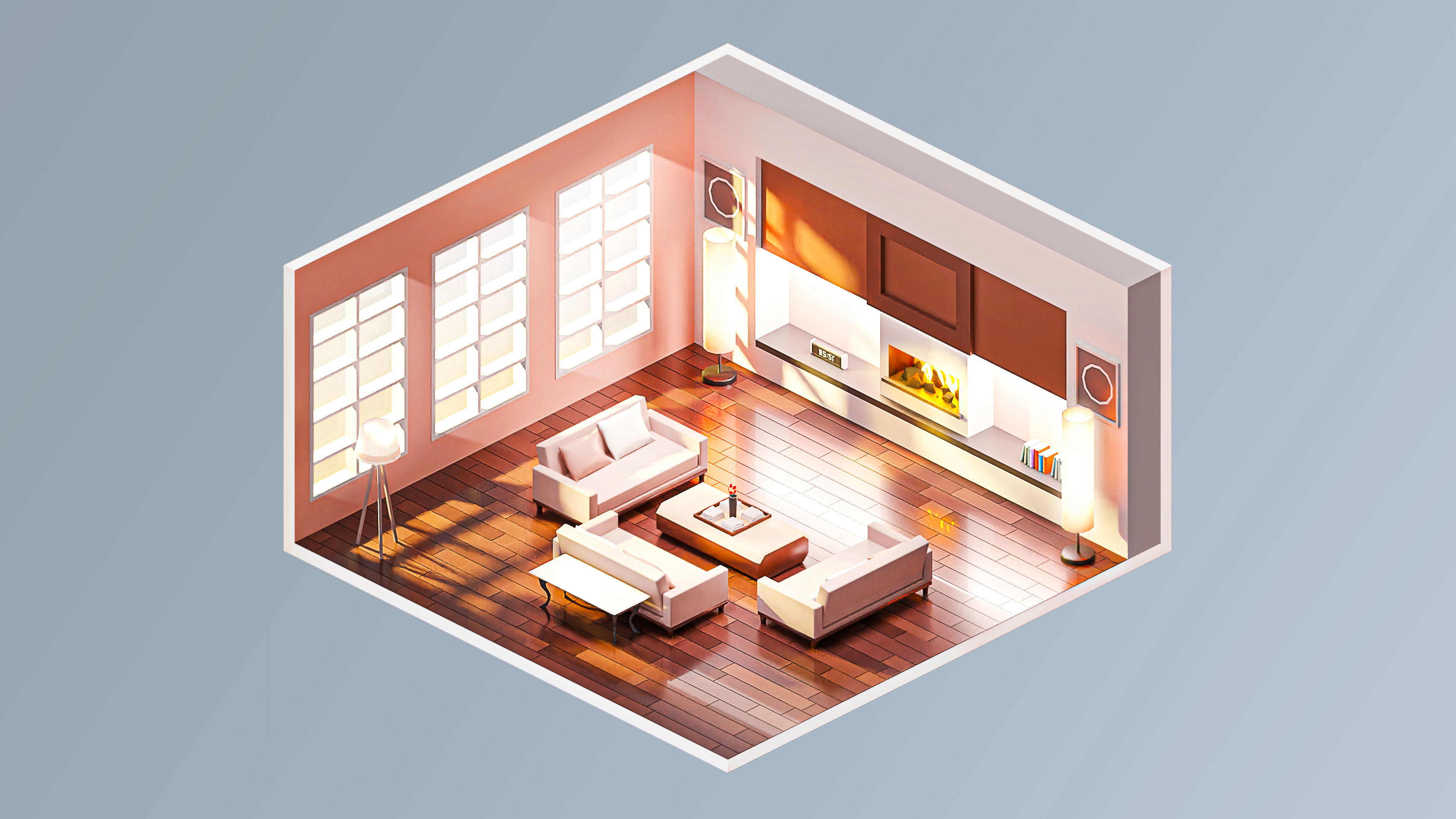 Room 23 Low-poly 3D model_4