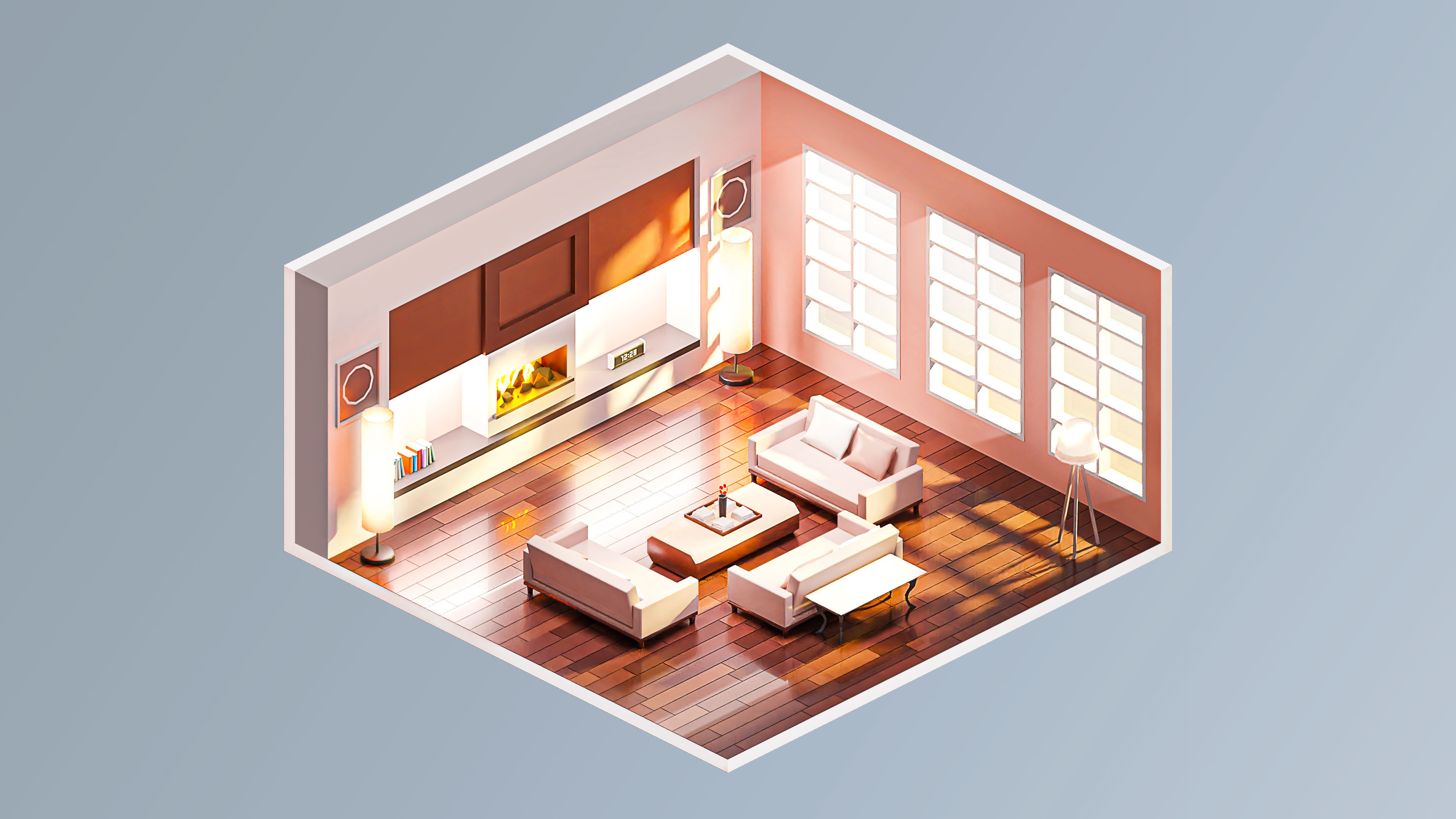 Room 23 Low-poly 3D model_3