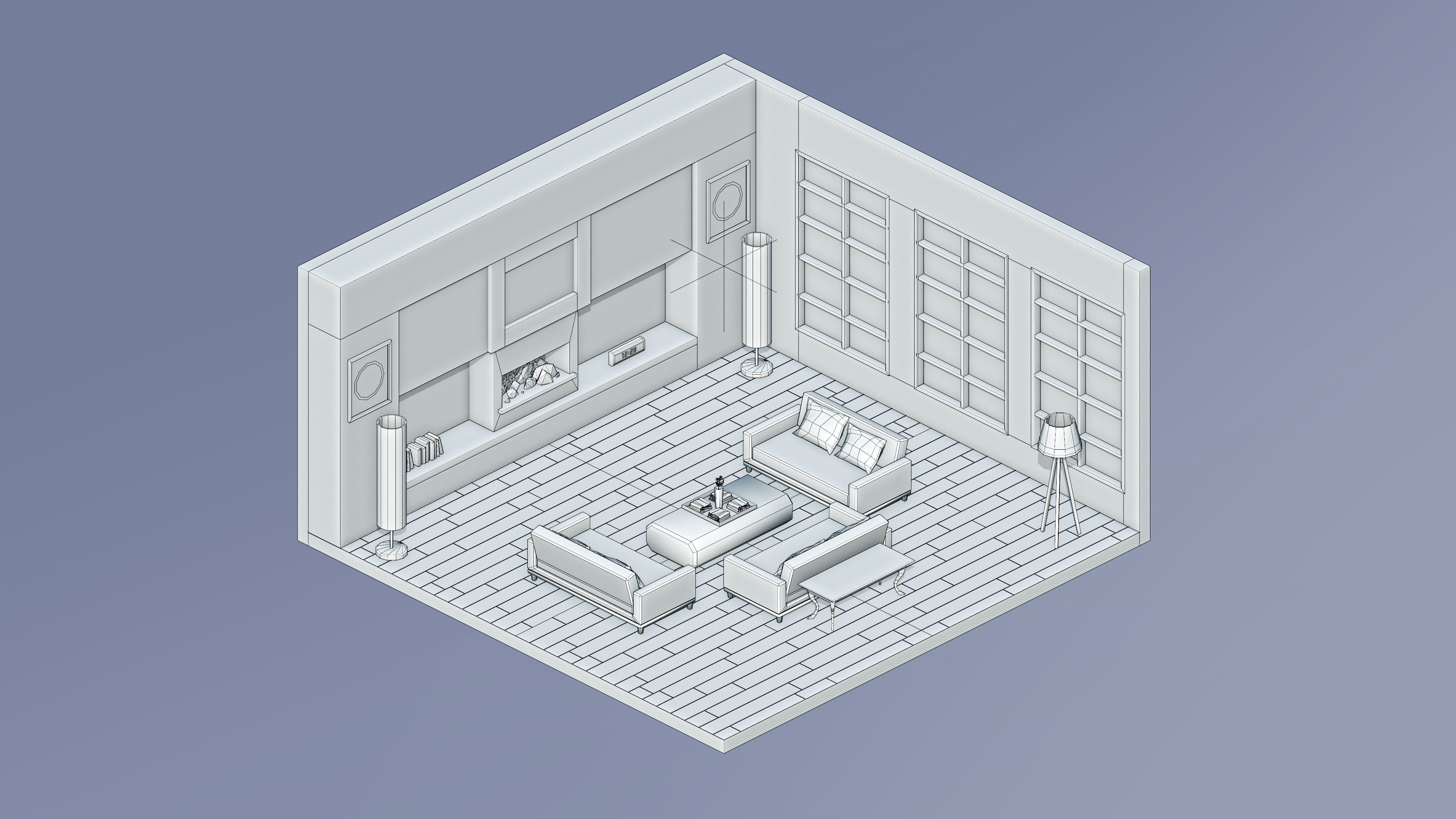 Room 23 Low-poly 3D model_5