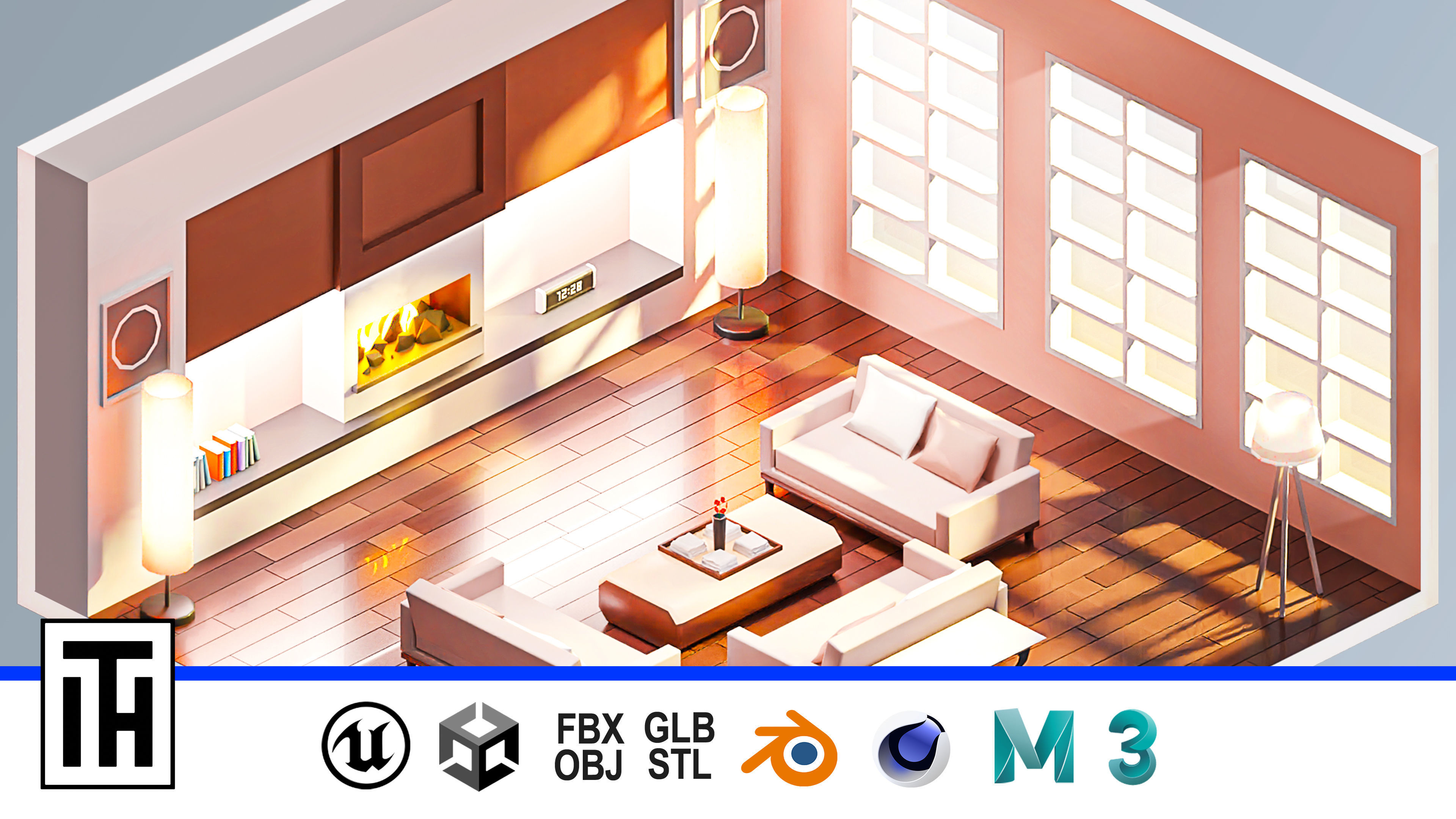 Room 23 Low-poly 3D model_1