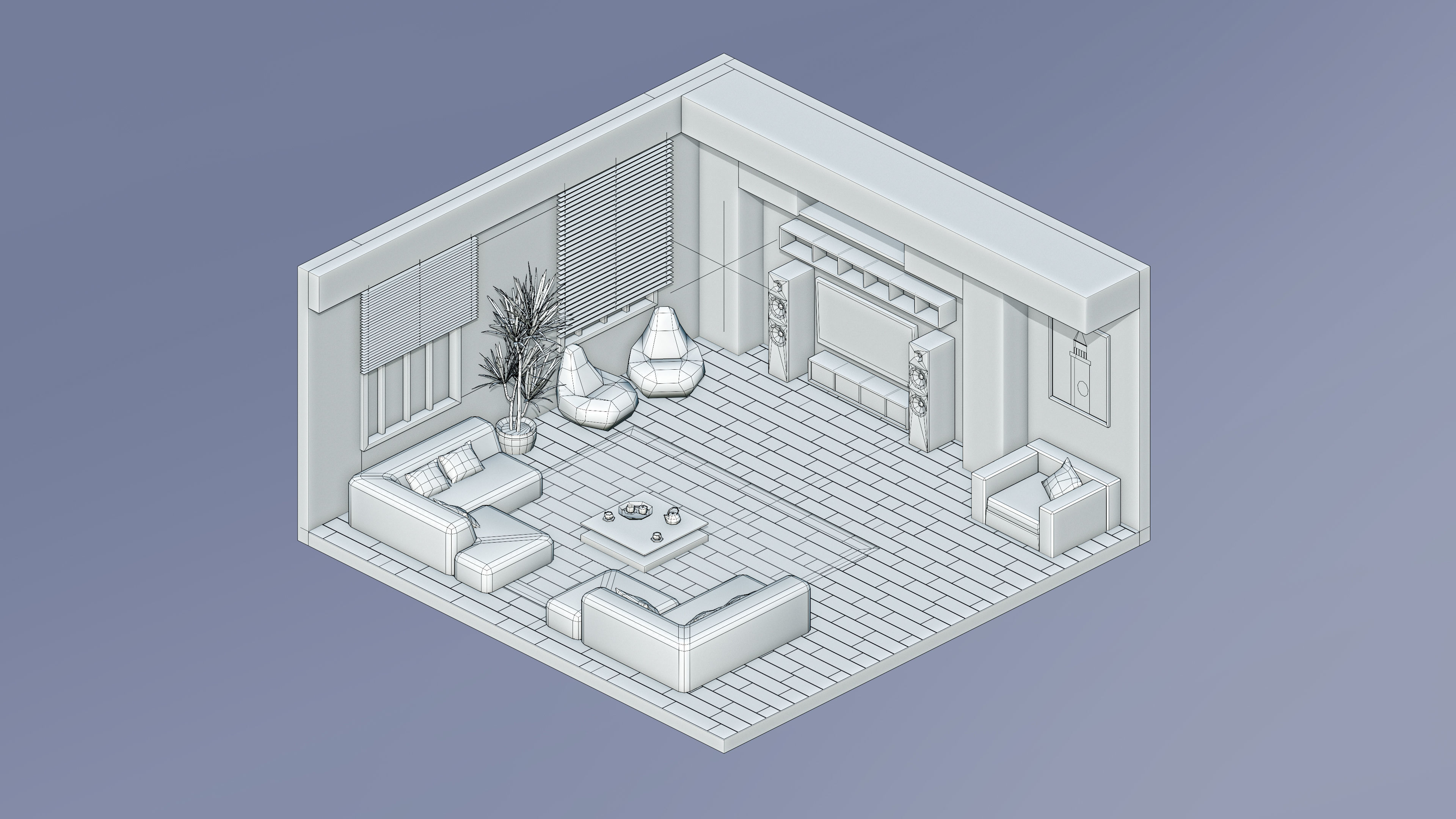 Room 24 Low-poly 3D model_5