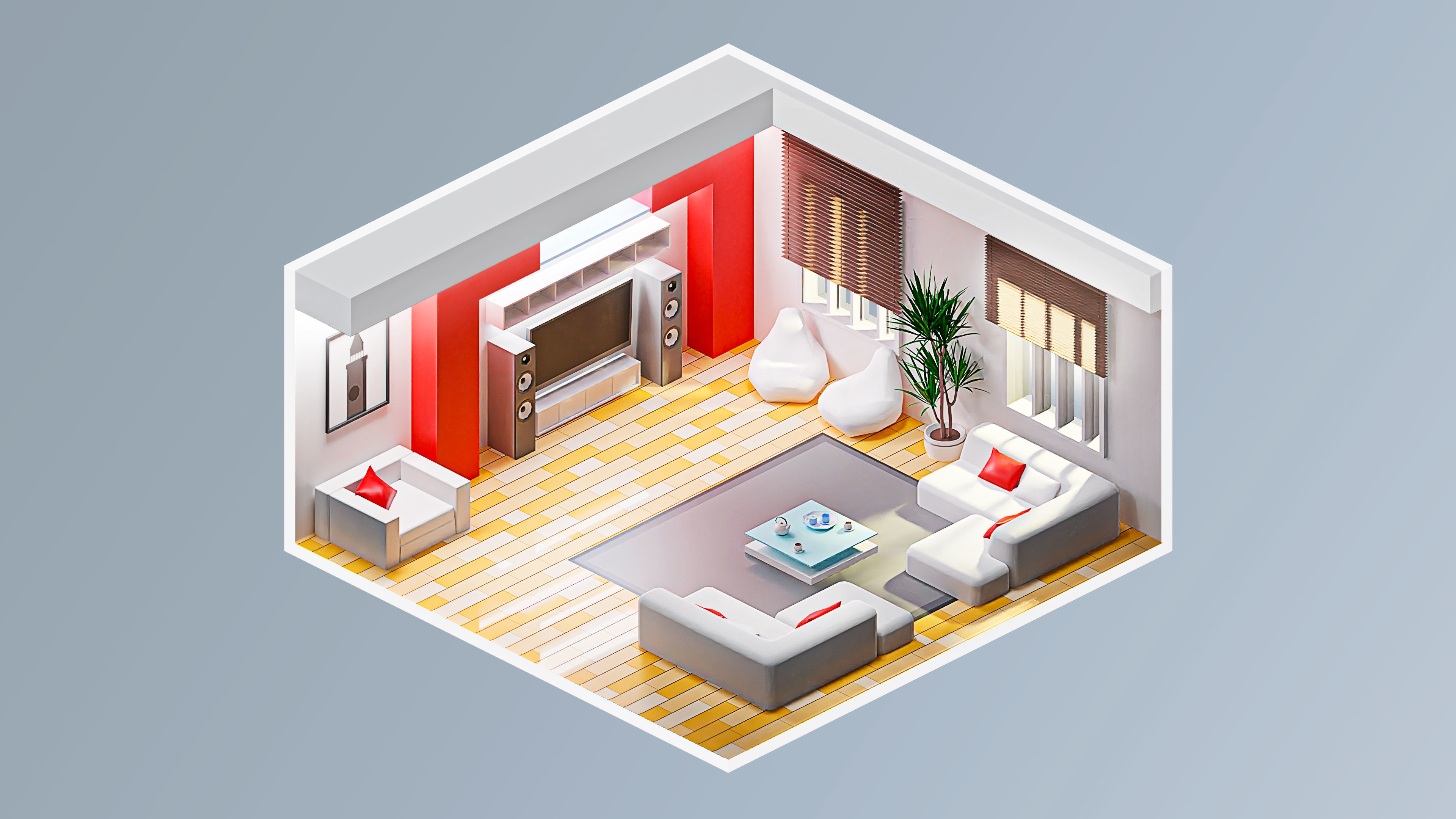 Room 24 Low-poly 3D model_4