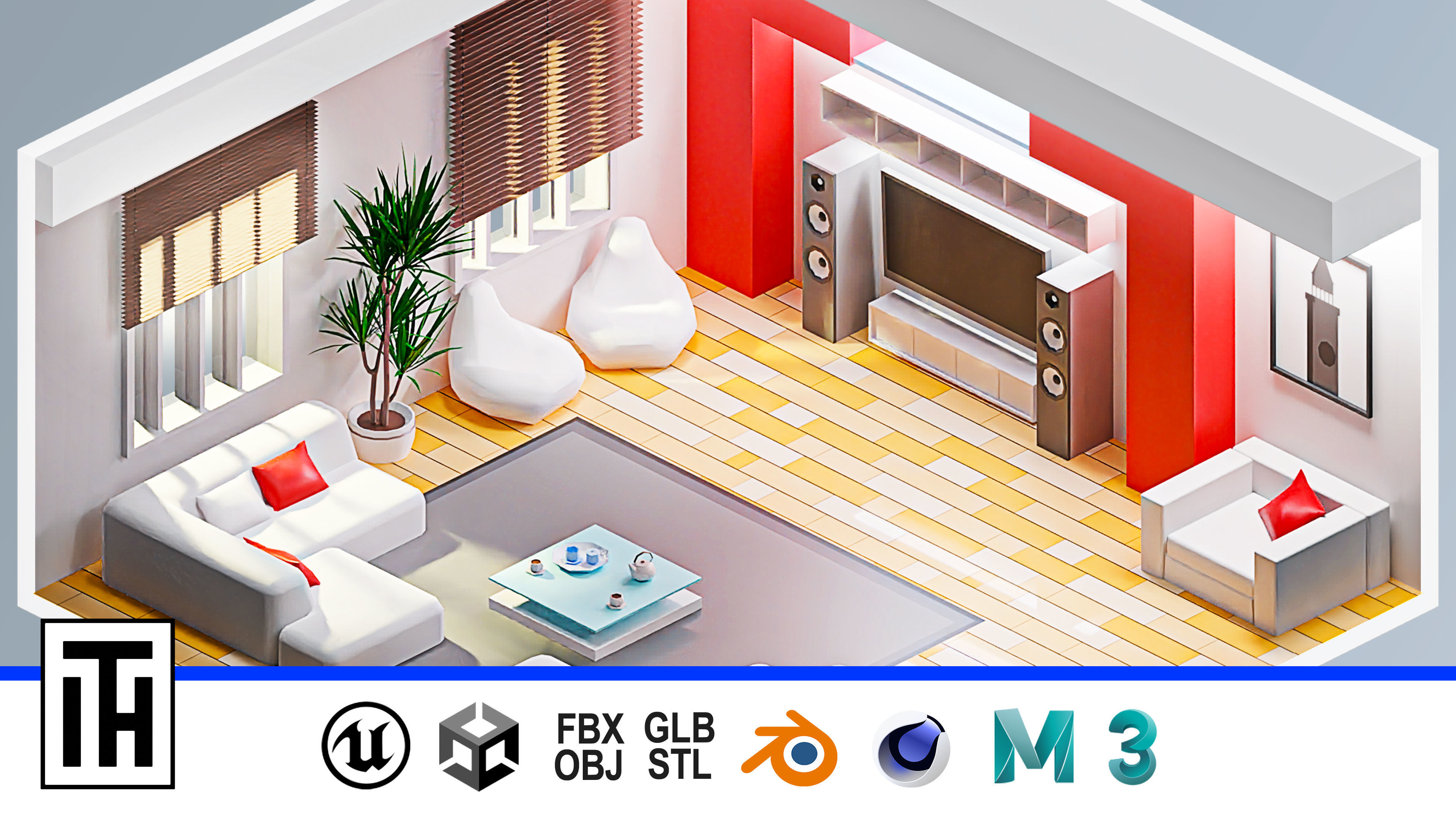 Room 24 Low-poly 3D model_1