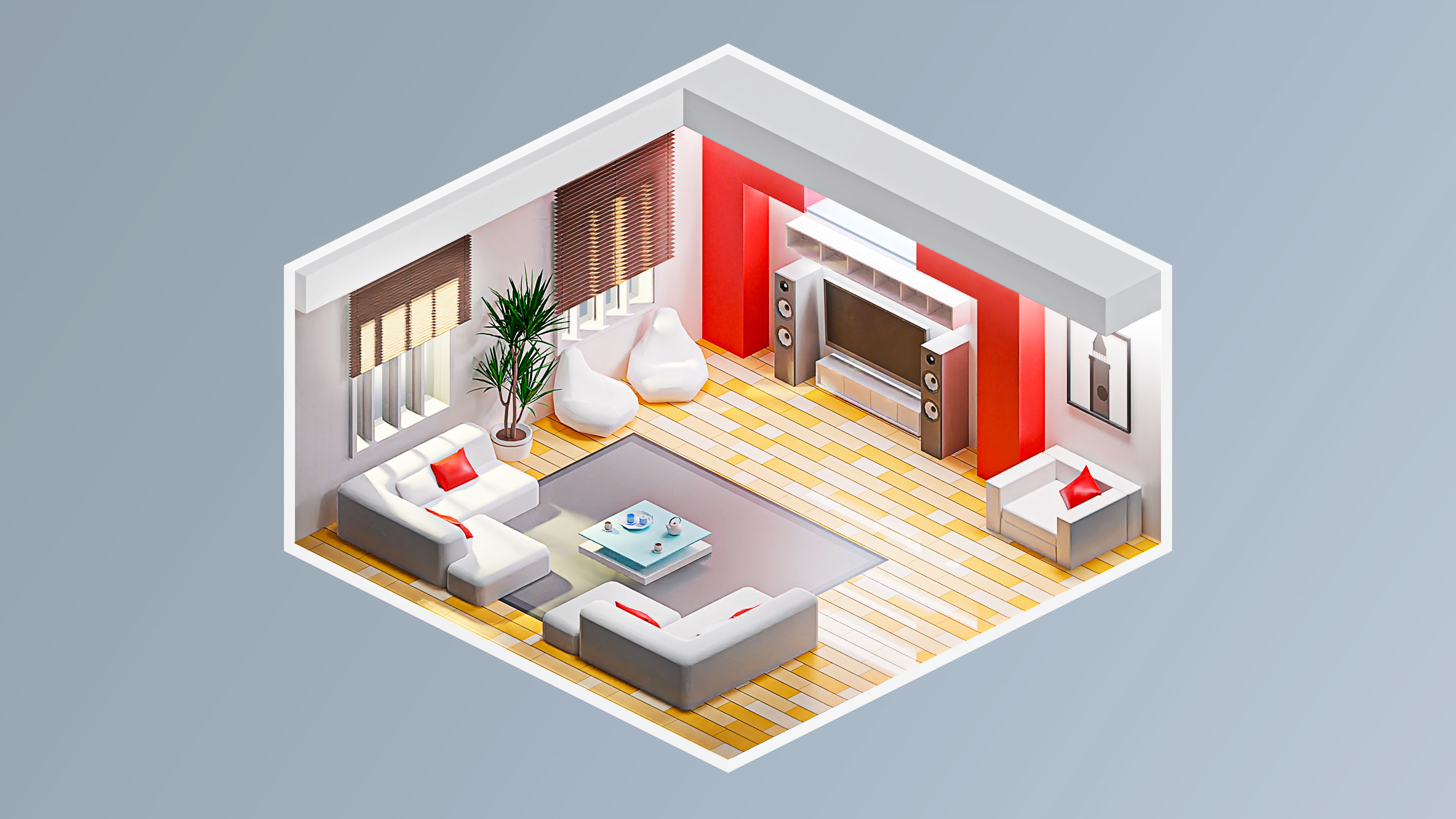 Room 24 Low-poly 3D model_3