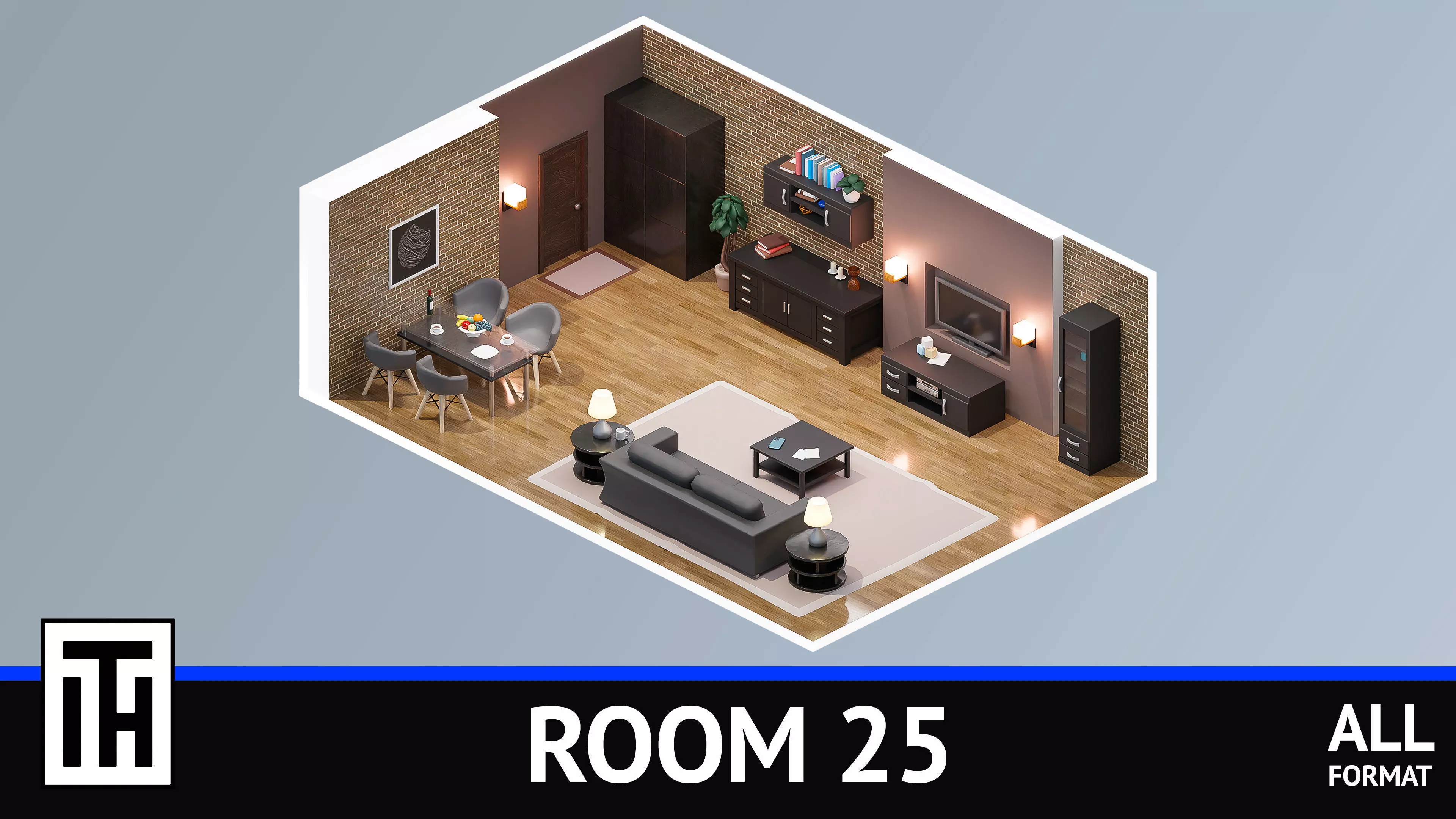 Room 25 Low-poly 3D model_0