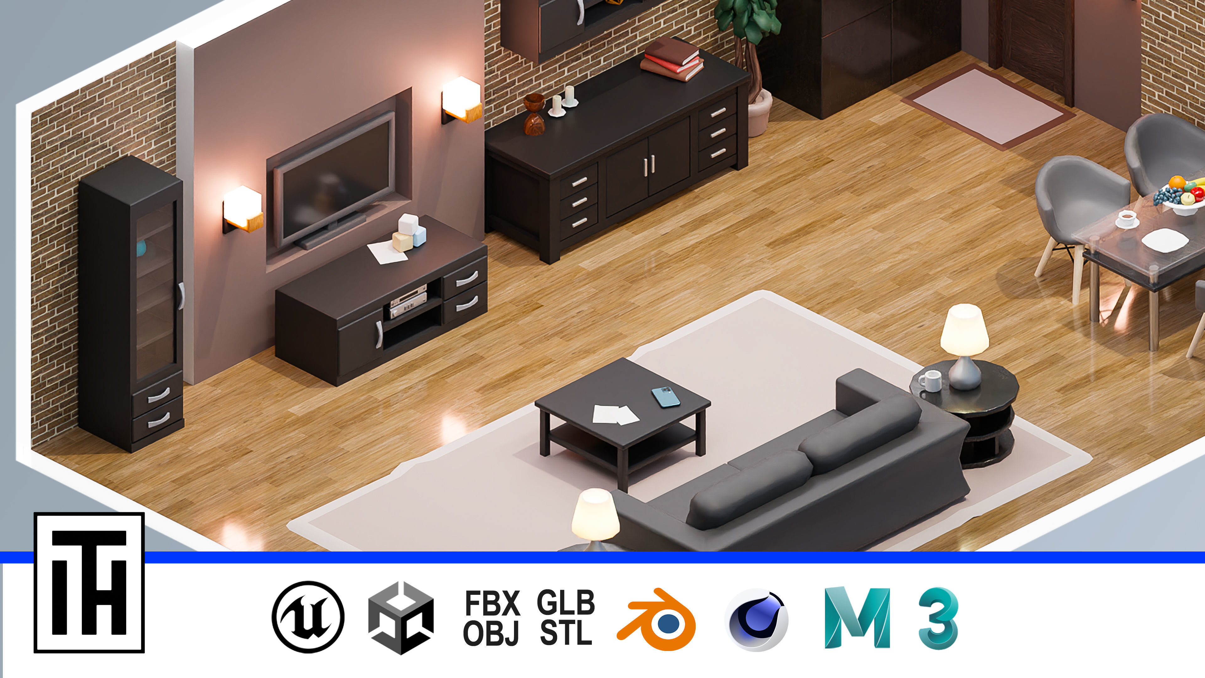 Room 25 Low-poly 3D model_1