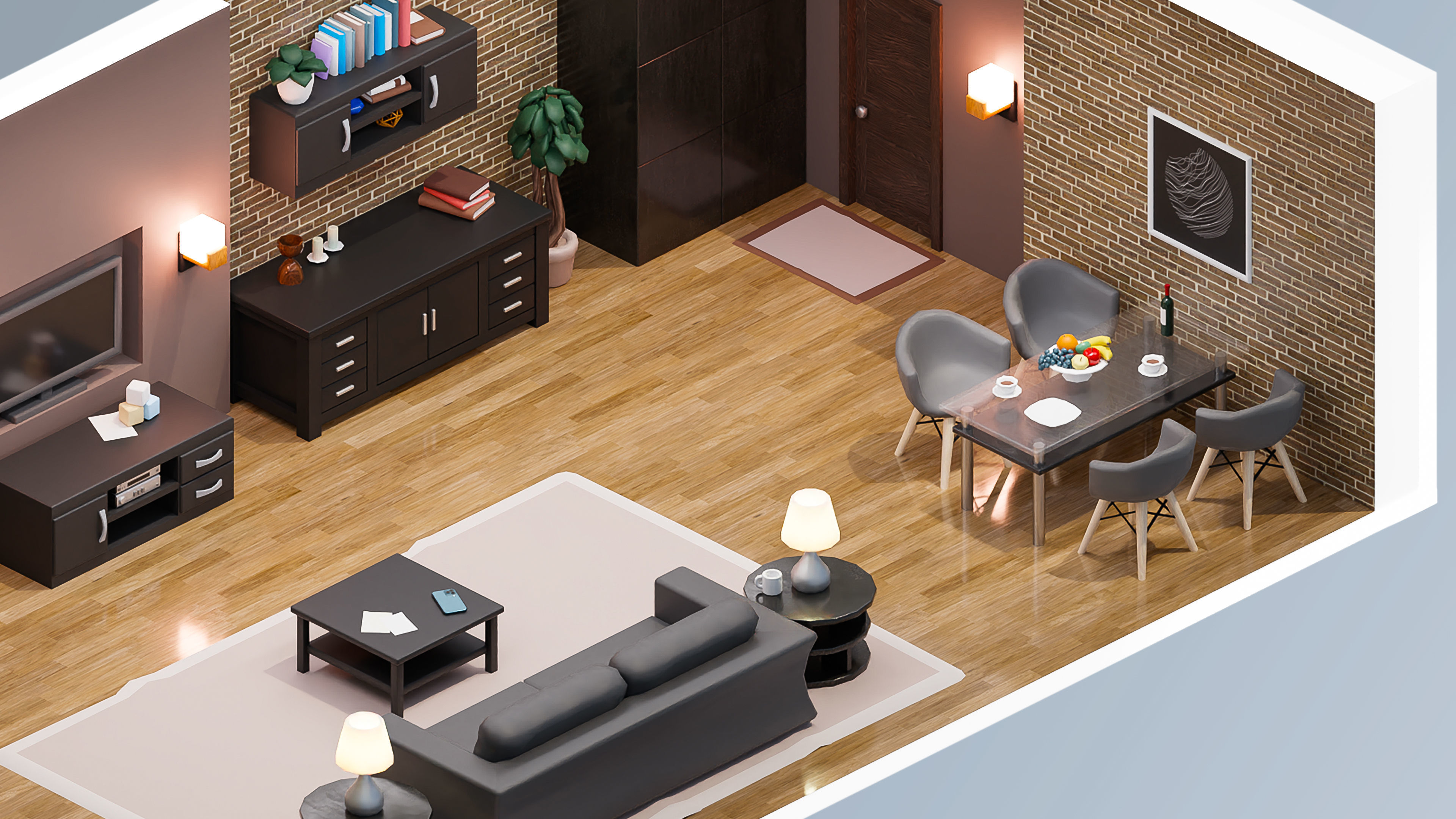 Room 25 Low-poly 3D model_2