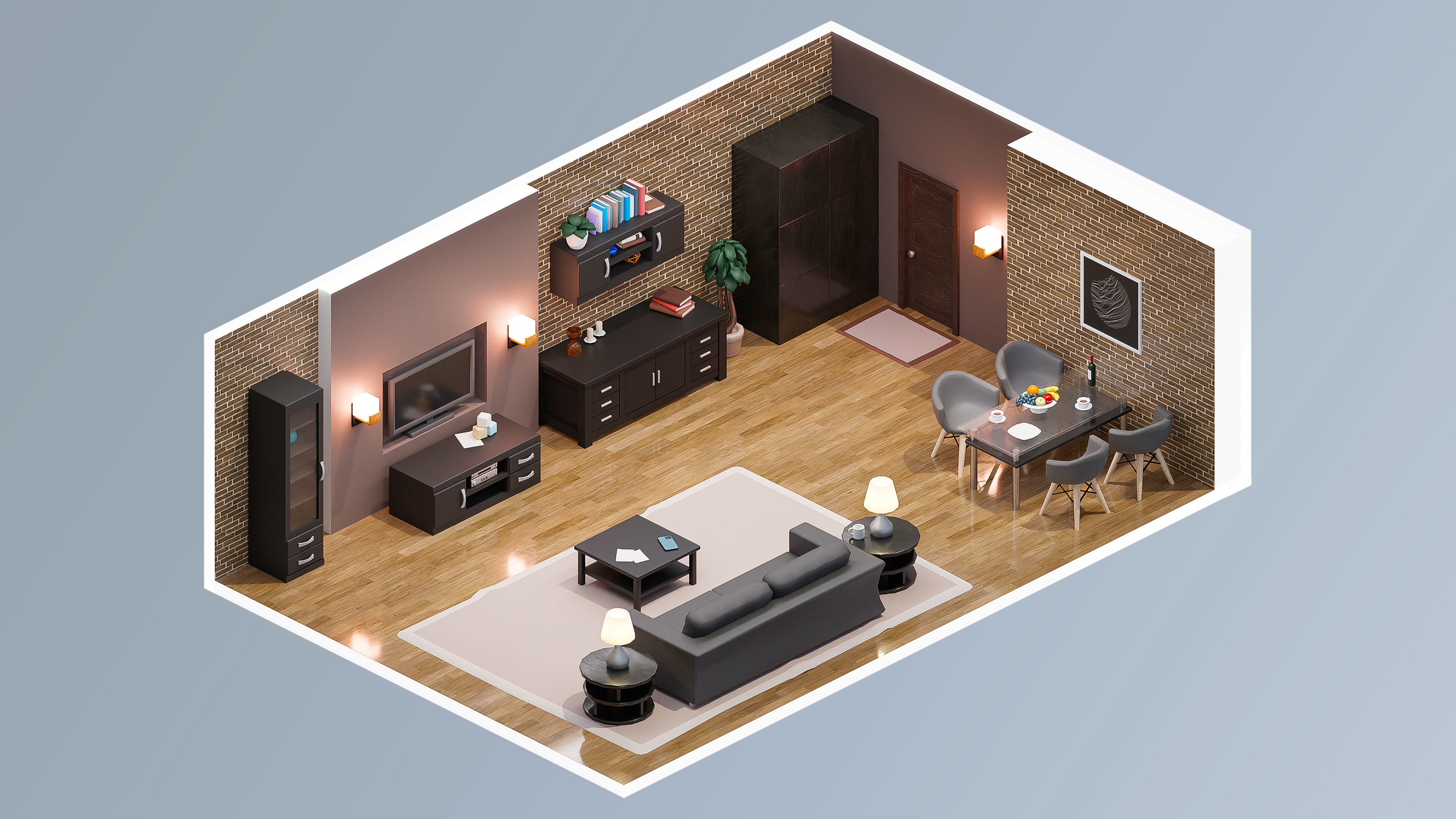 Room 25 Low-poly 3D model_4