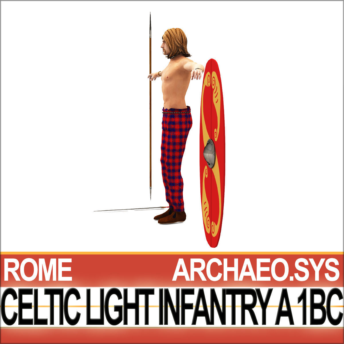 Ancient Celtic Light Infantry A 1BC with Poser Daz Props 3D model_4