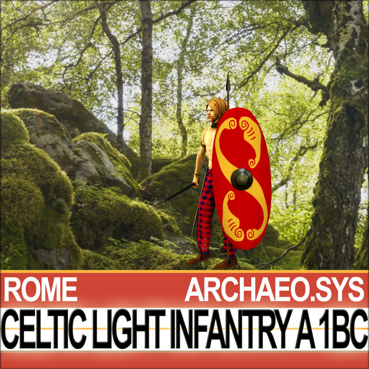 Ancient Celtic Light Infantry A 1BC with Poser Daz Props 3D model_1