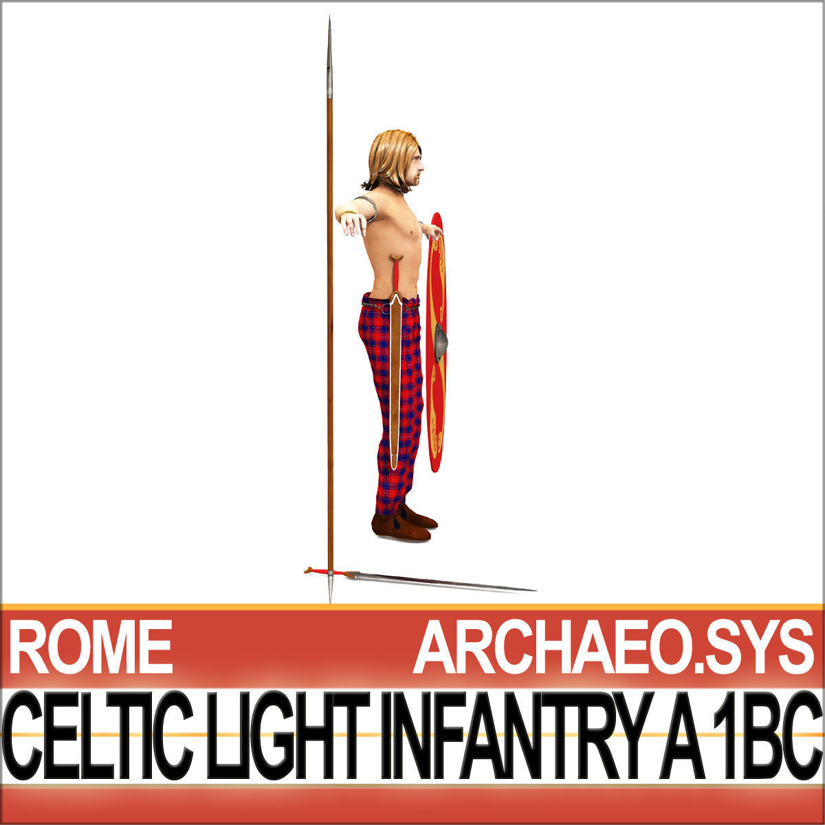 Ancient Celtic Light Infantry A 1BC with Poser Daz Props 3D model_8