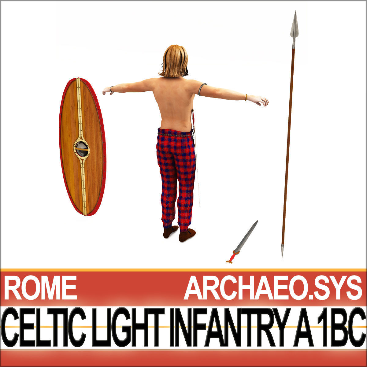 Ancient Celtic Light Infantry A 1BC with Poser Daz Props 3D model_3