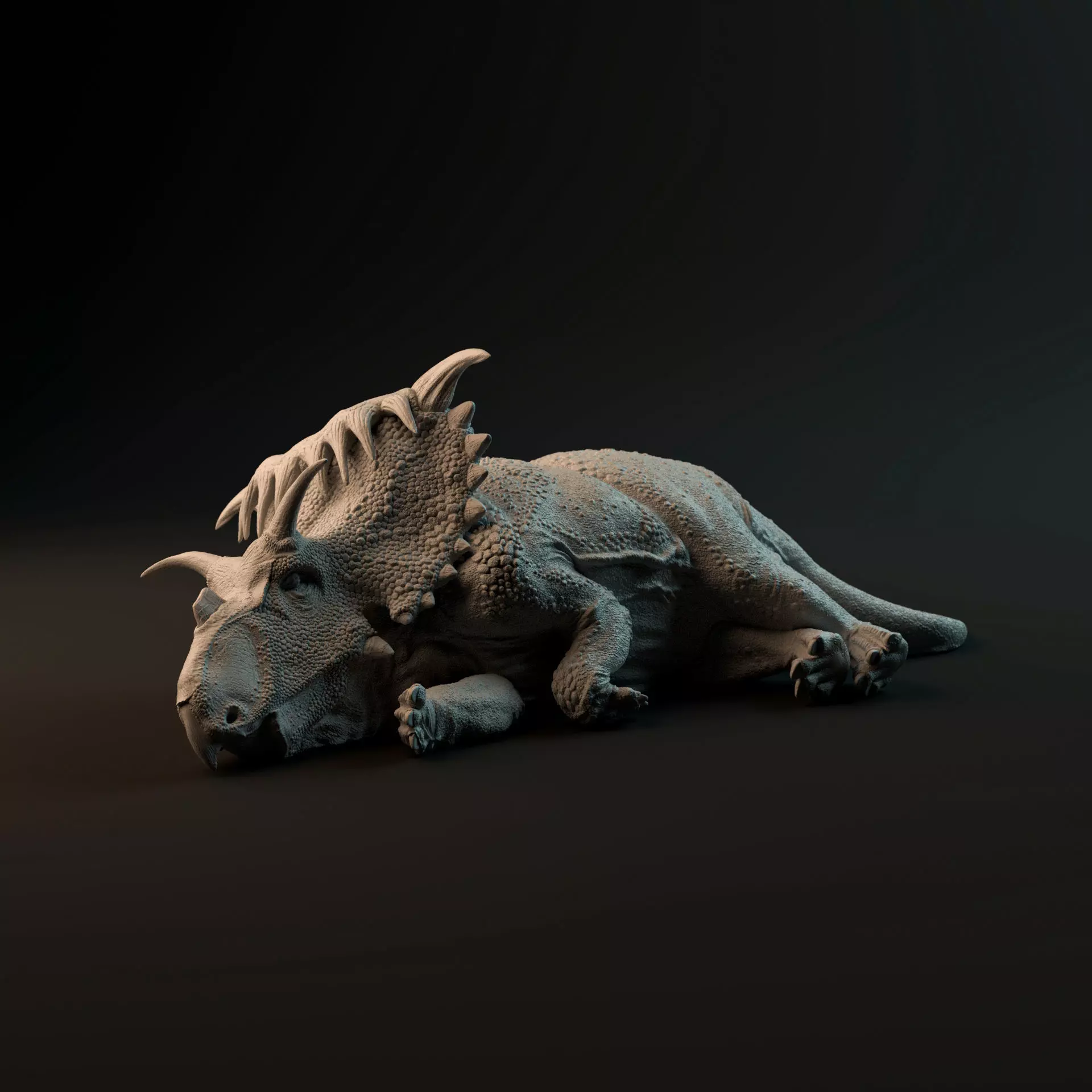 Kosmoceratops sleeping 1-35 scale pre-supported dinosaur 3D print model_0