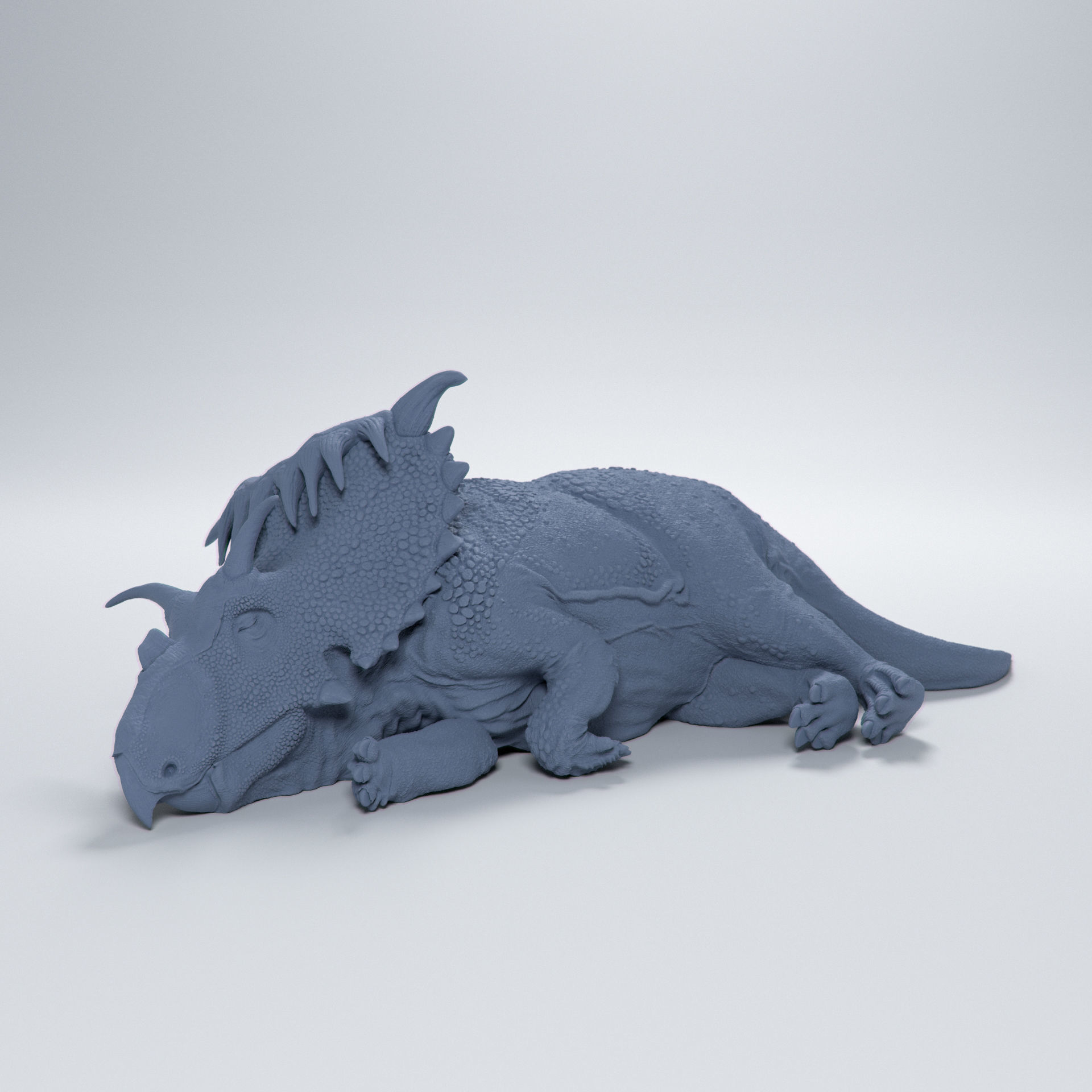 Kosmoceratops sleeping 1-35 scale pre-supported dinosaur 3D print model_1