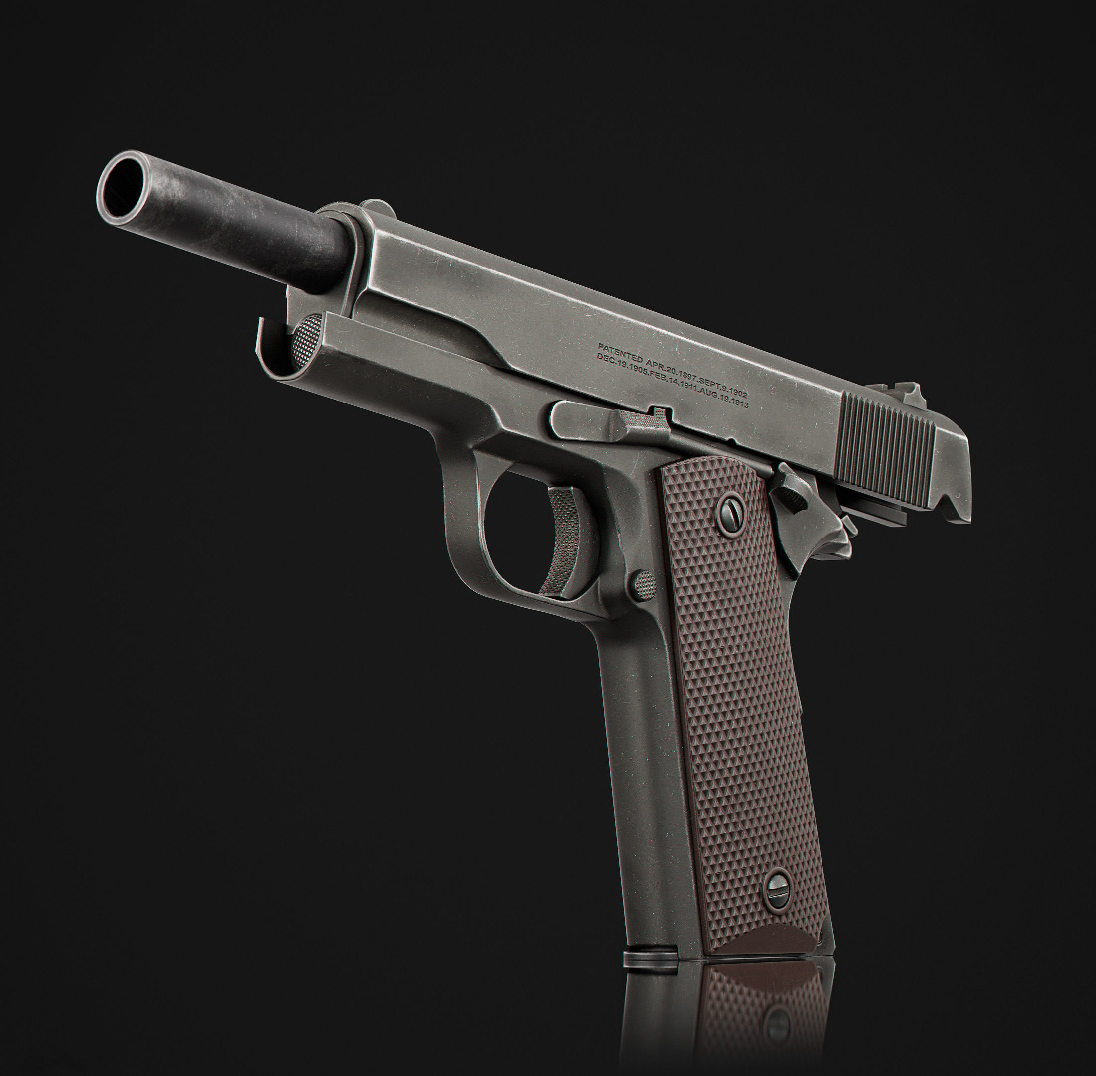1911 pistols Low-poly 3D model_9