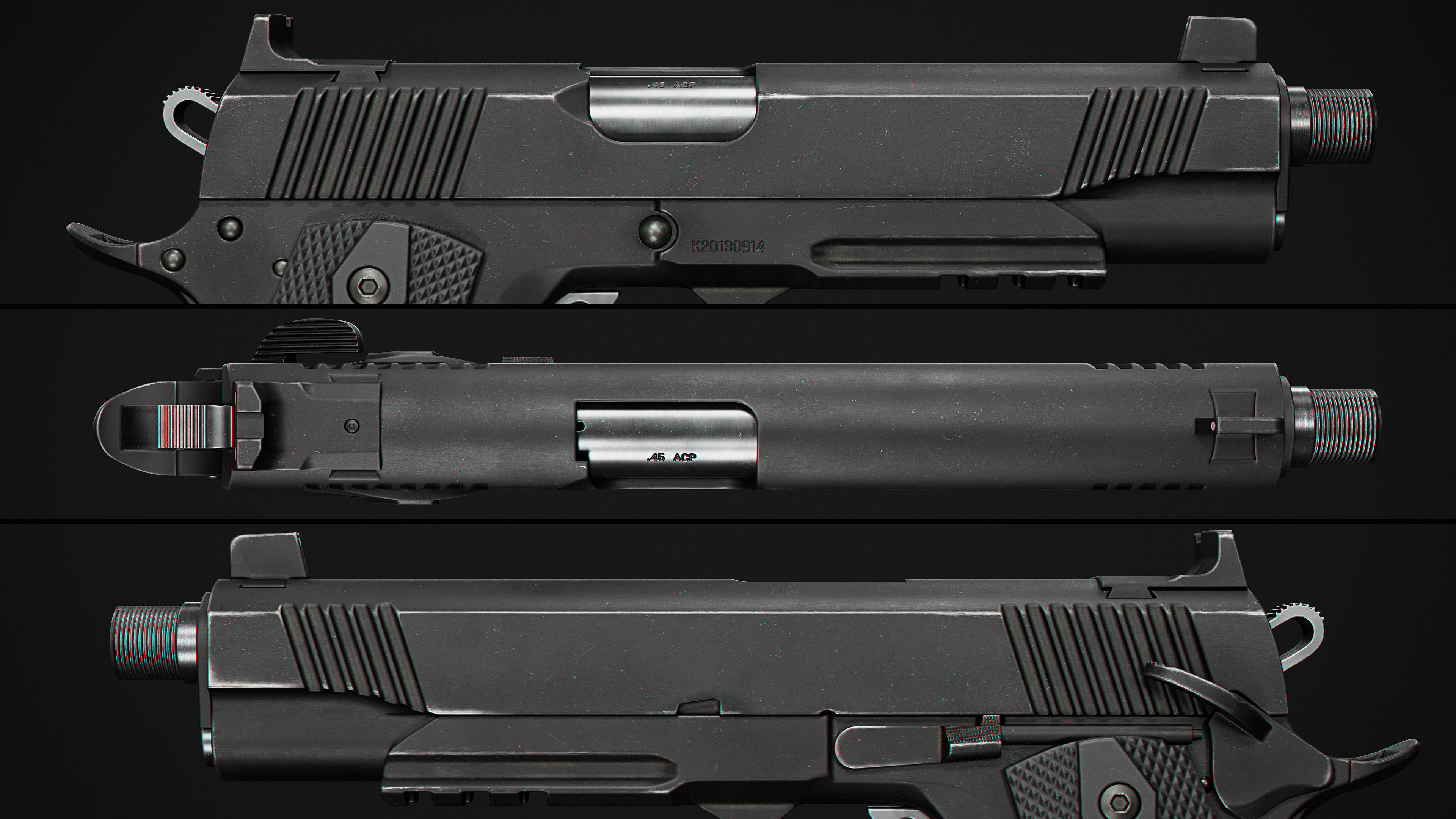1911 pistols Low-poly 3D model_7