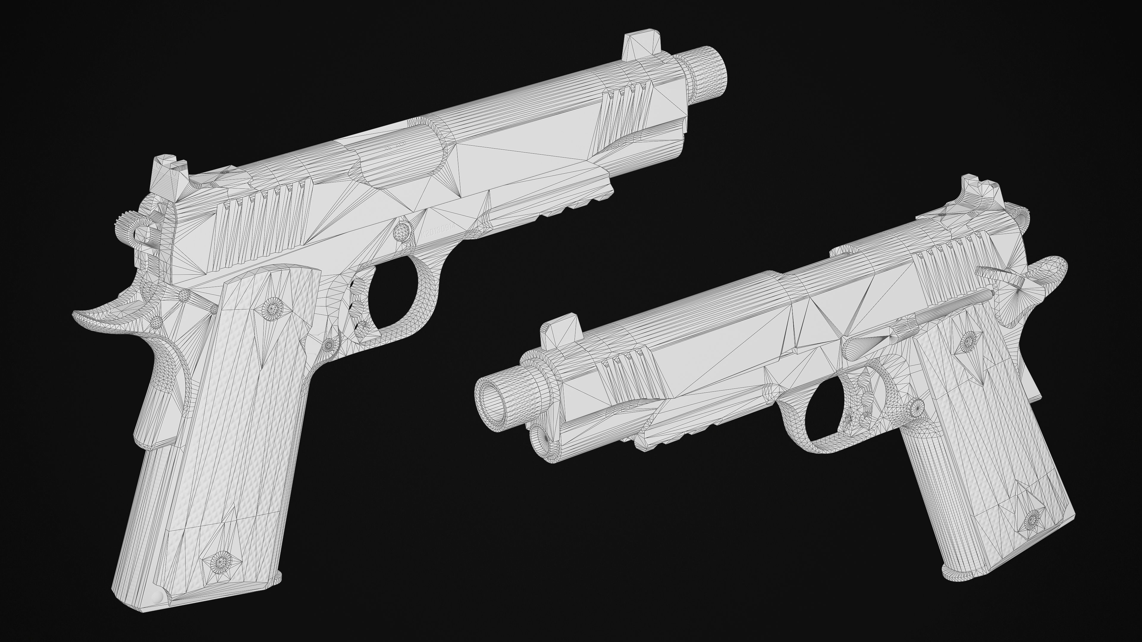 1911 pistols Low-poly 3D model_11