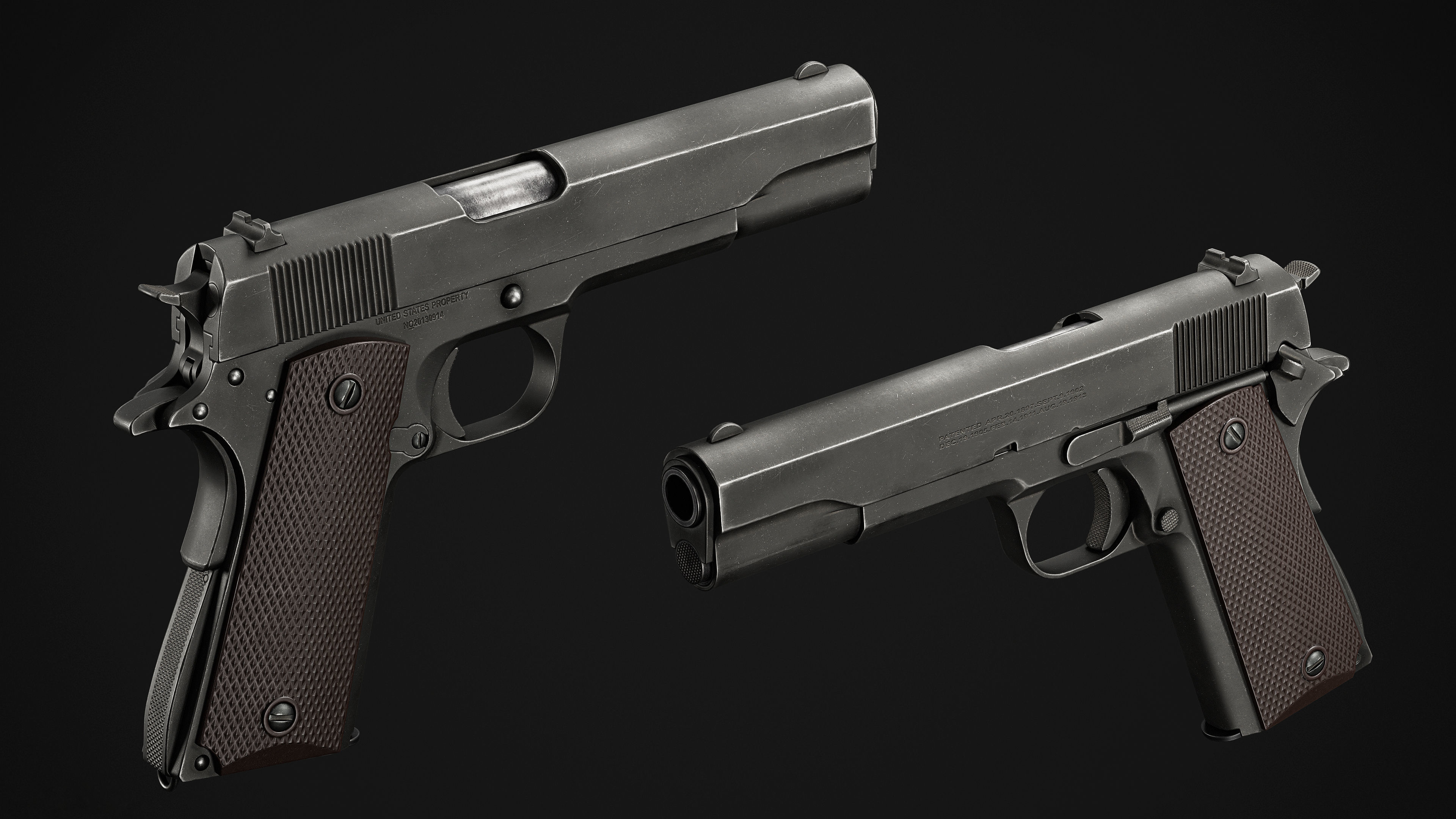 1911 pistols Low-poly 3D model_2