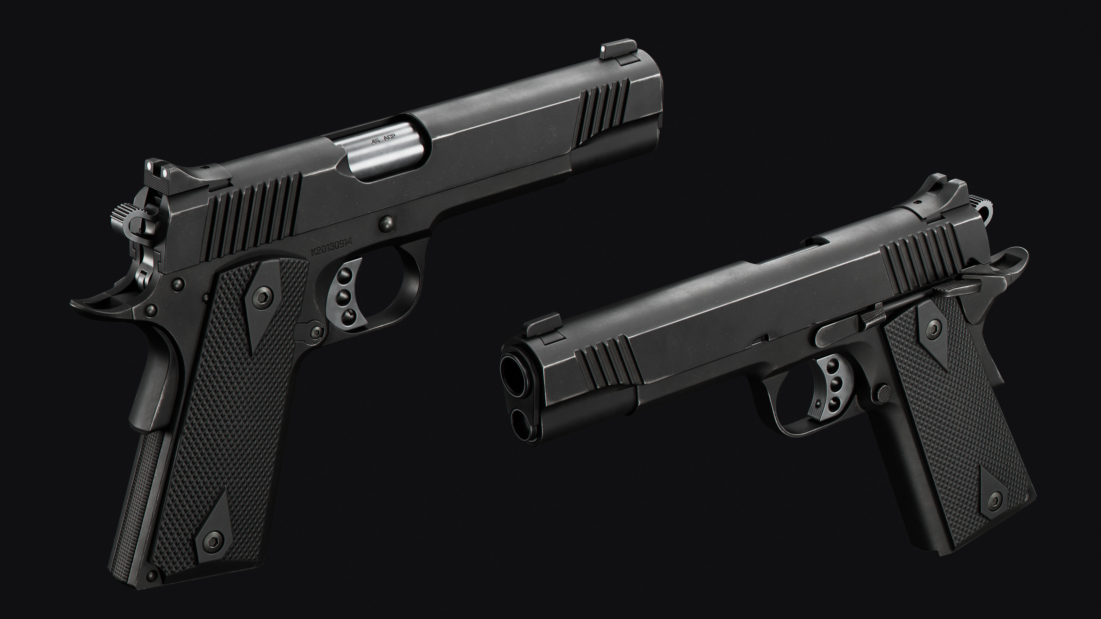 1911 pistols Low-poly 3D model_3