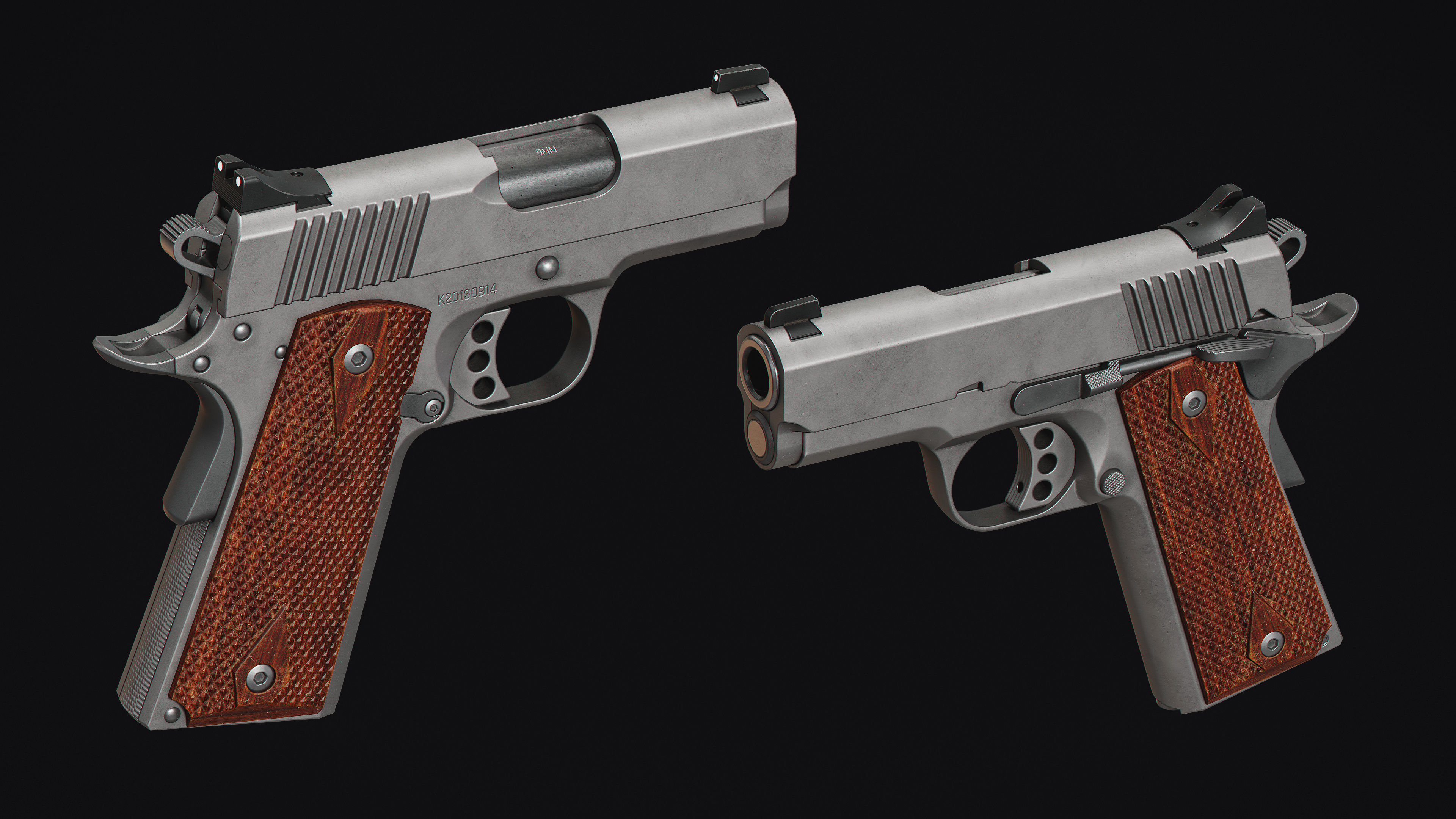 1911 pistols Low-poly 3D model_5