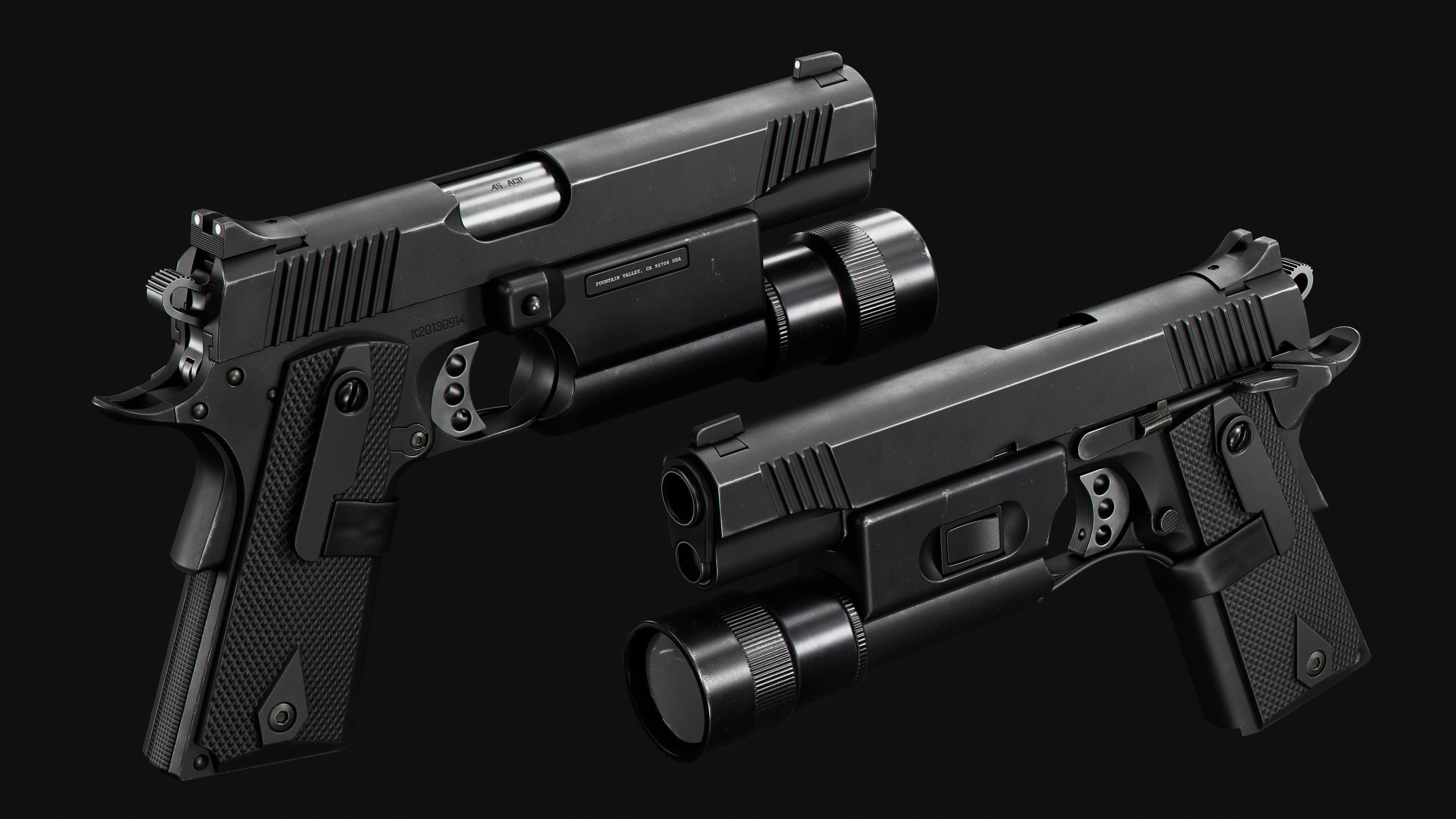 1911 pistols Low-poly 3D model_4
