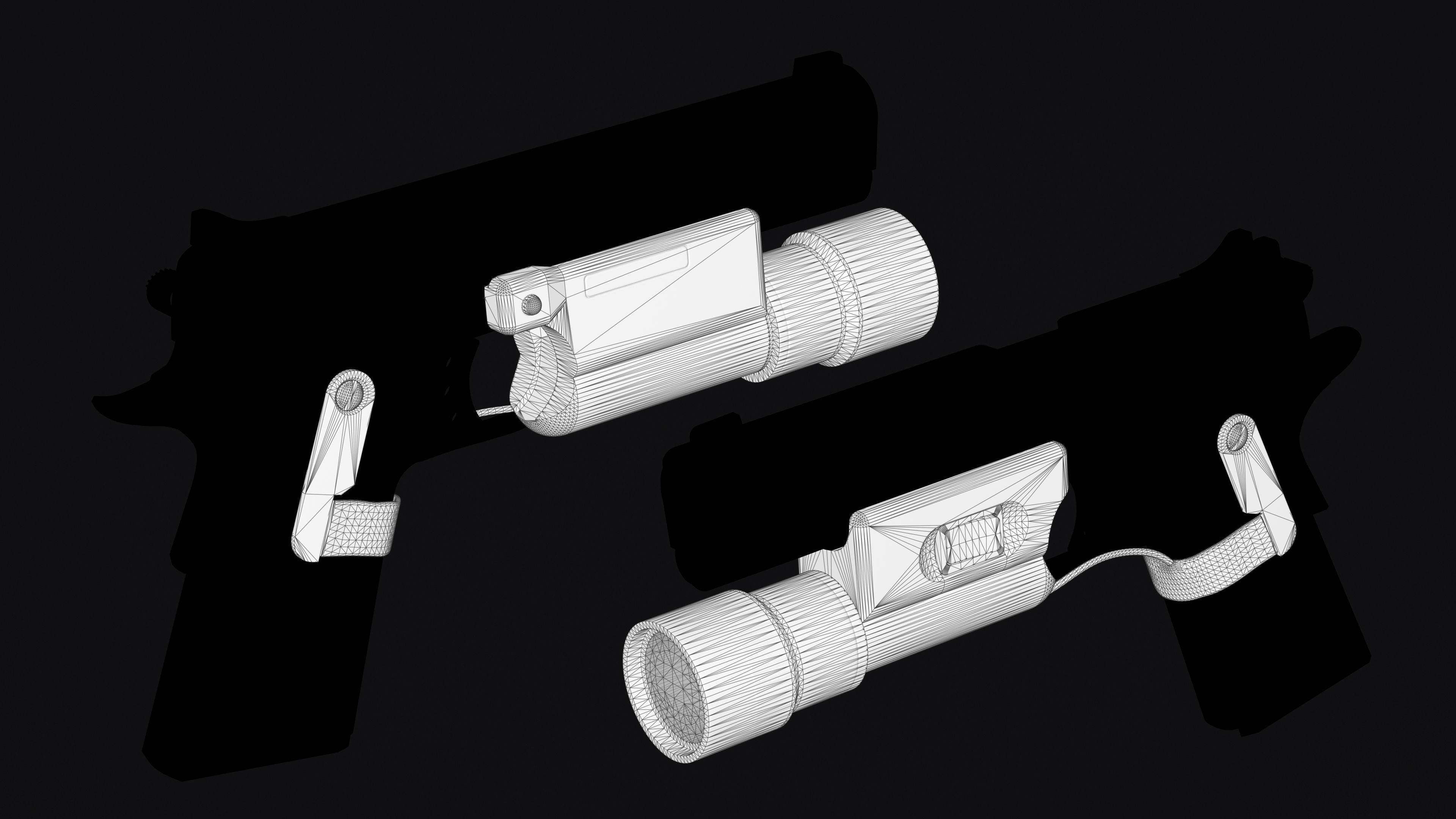1911 pistols Low-poly 3D model_13