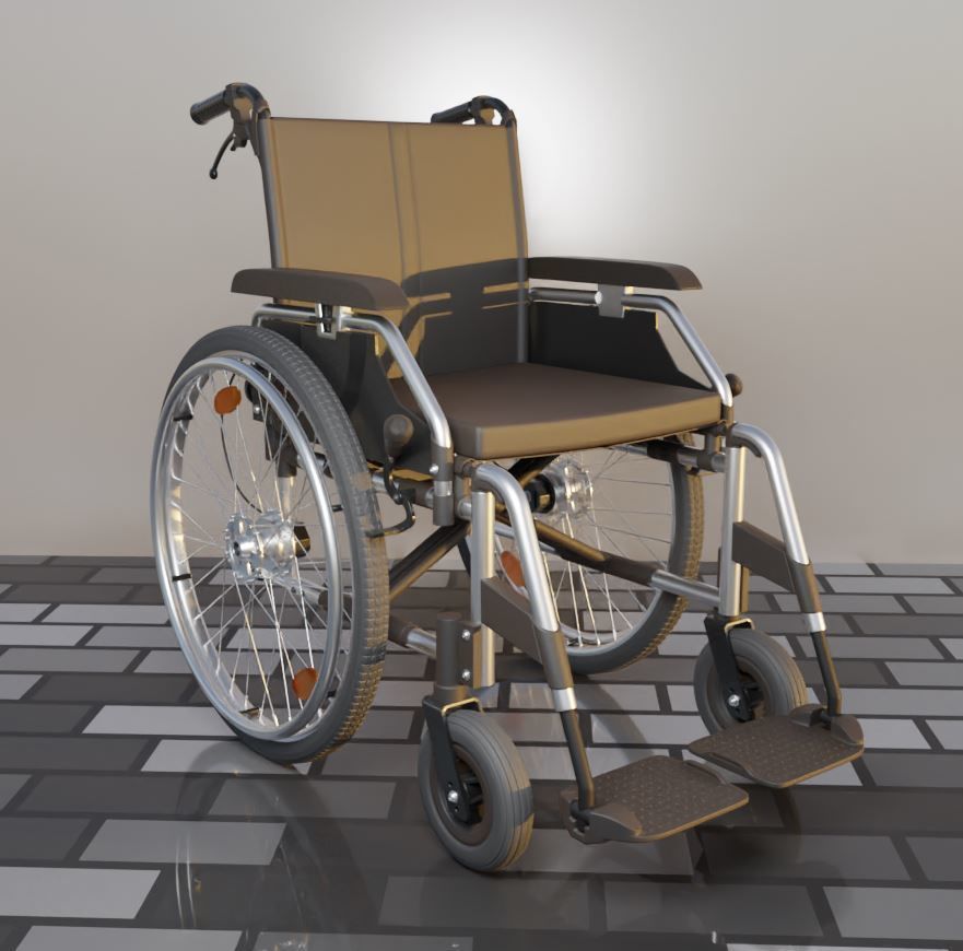 High-Poly Wheelchair with Parts and Procedural PBR Materials 3D Model Collection_16
