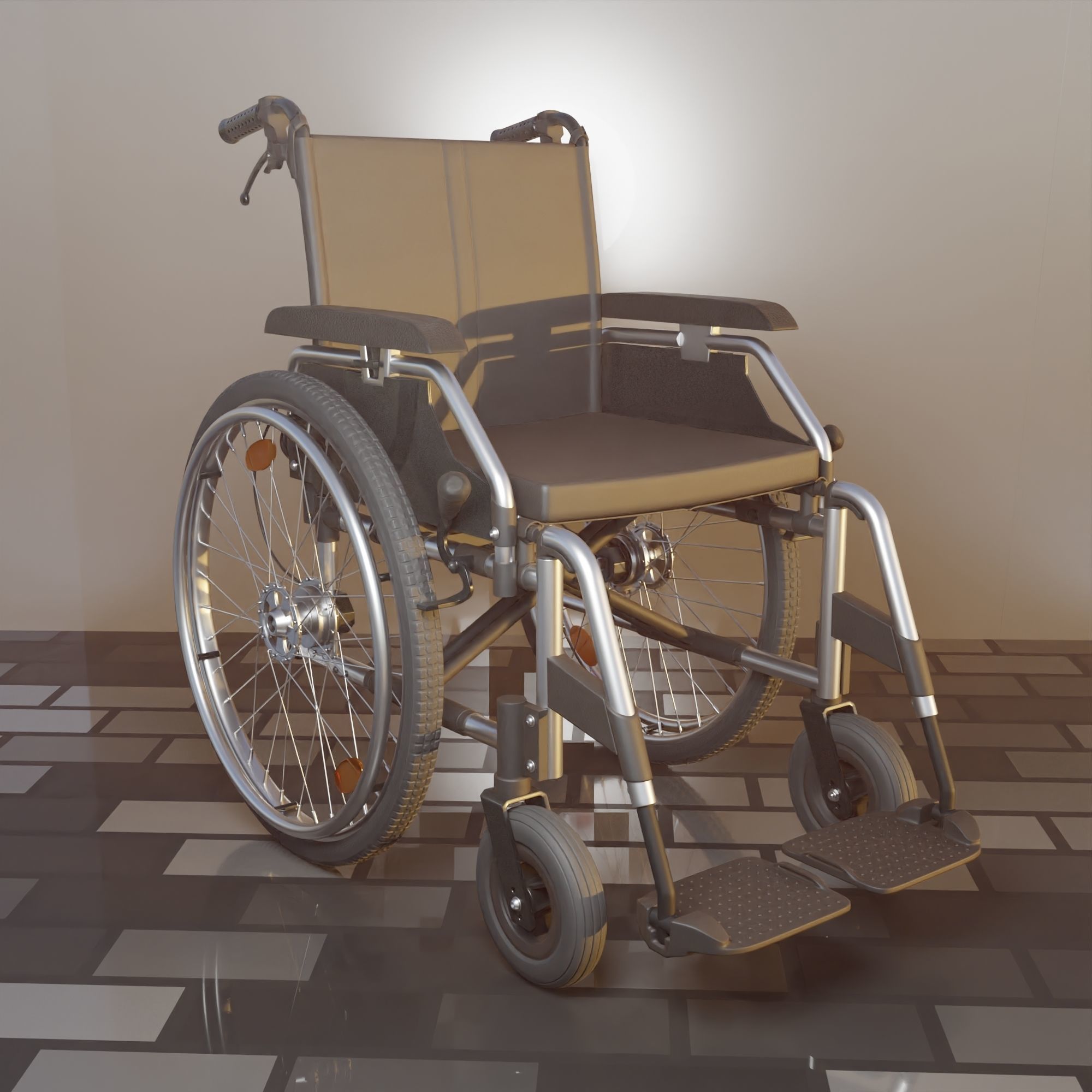 High-Poly Wheelchair with Parts and Procedural PBR Materials 3D Model Collection_27