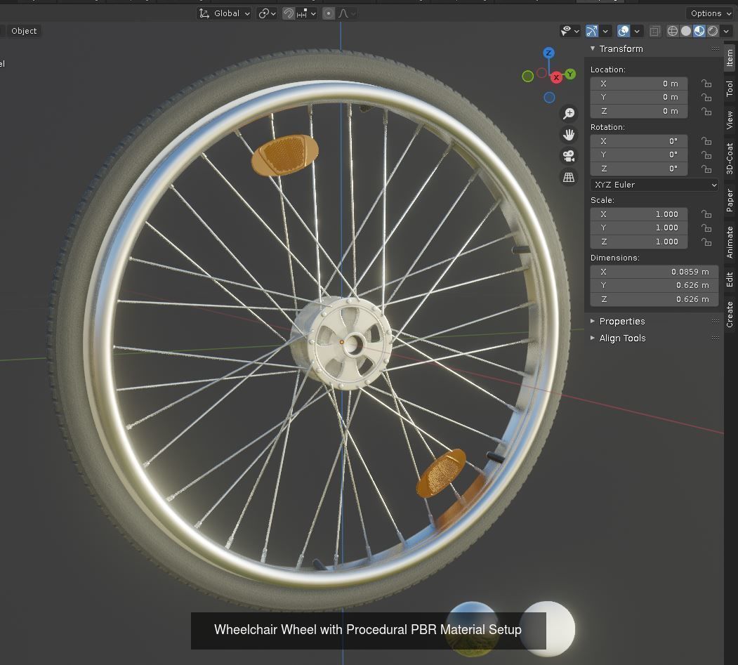 High-Poly Wheelchair with Parts and Procedural PBR Materials 3D Model Collection_3