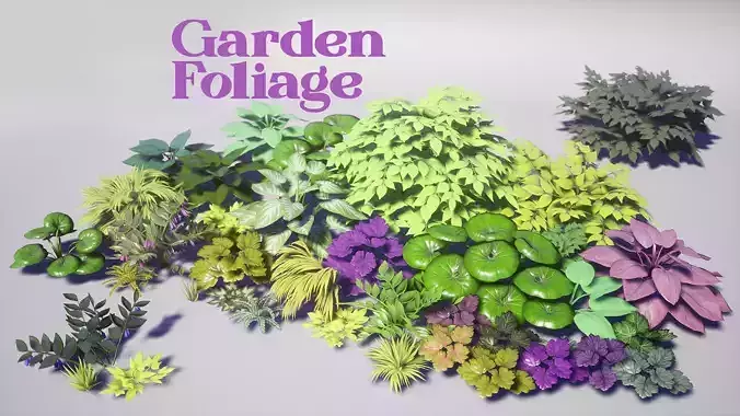 Garden Foliage Pack Low-poly 3D model